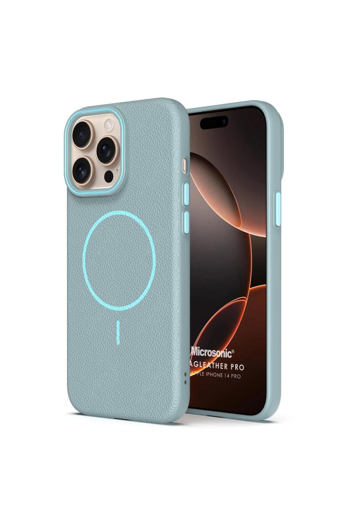 Microsonic Apple iPhone 14 Pro Kılıf MagLeather Pro Mavi