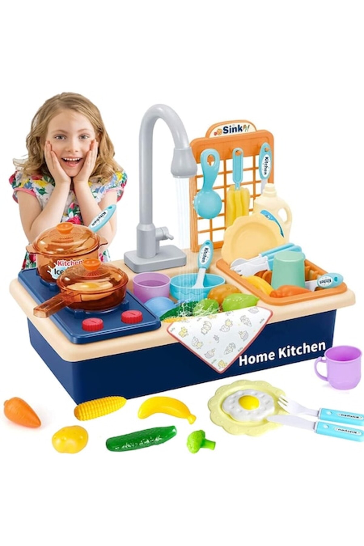 indiggo Νιπτήρας παιχνιδιού για παιδιά, Περιλαμβάνει 30 τεμάχια, Πιάτα, Περισ...