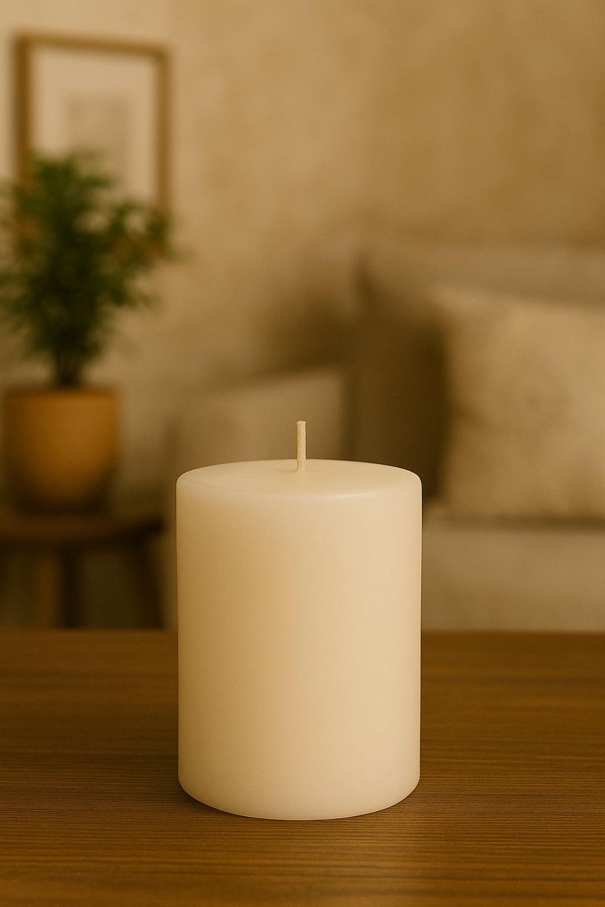 VINTAGE CANDLES Ekru Küçük Boy İskandinav Silindir Mum