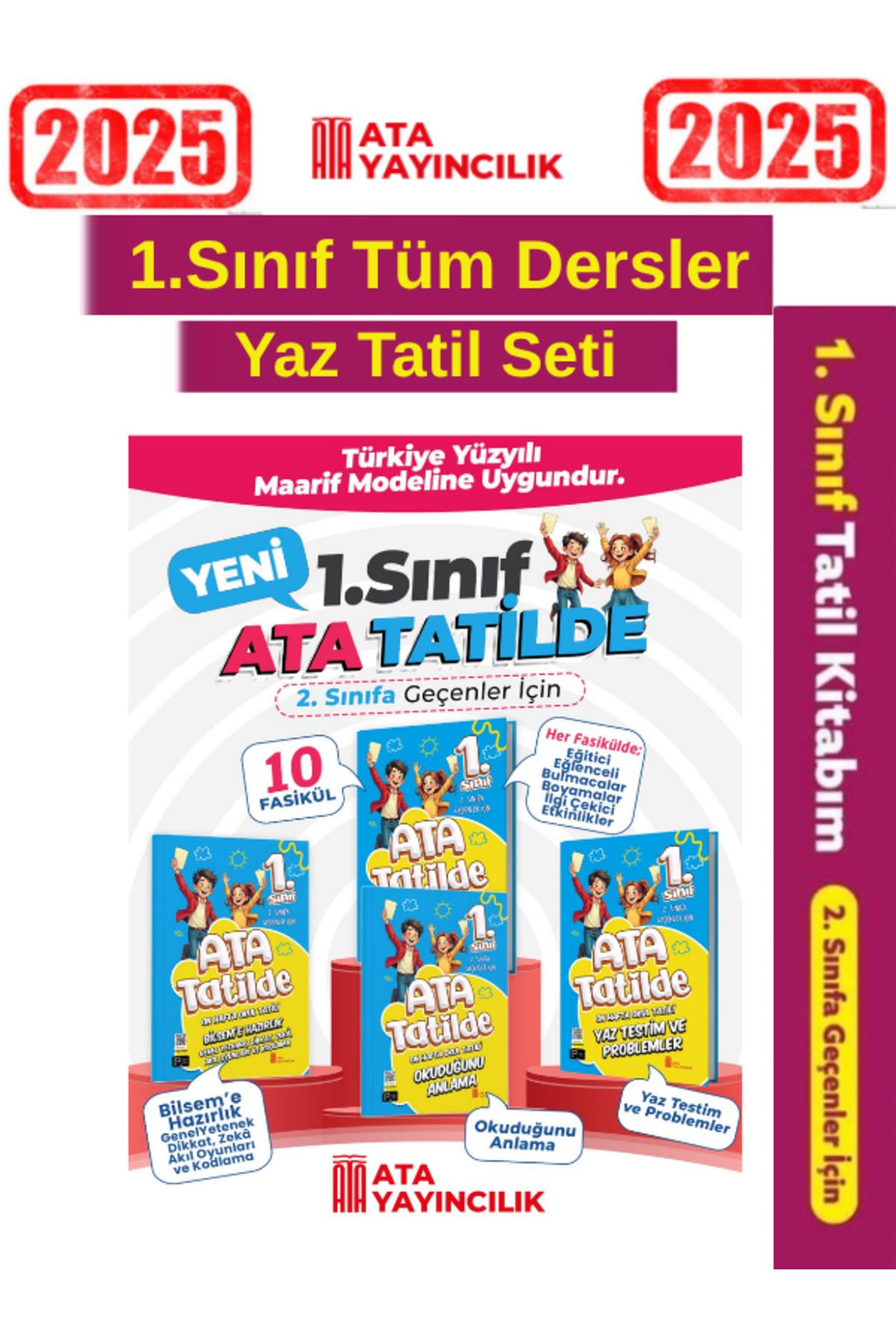 Fenomen Yayıncılık Ata Tatilde Ata Yayıncılık 1.Sınıf 4 Kitap 10 Fasikül Yaz Tatil Seti(Yeni Ürün)