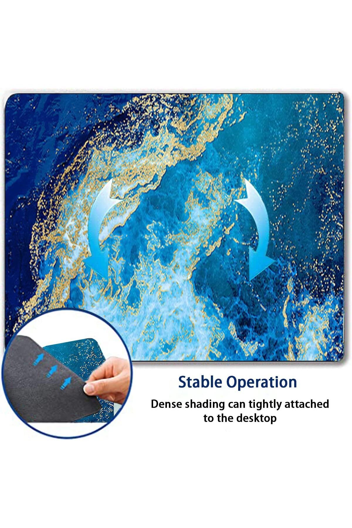 COOYA-Blue Golden Pattern Mouse Pad, Non - Slip Base, Smooth Surface, for Home Office Use 2