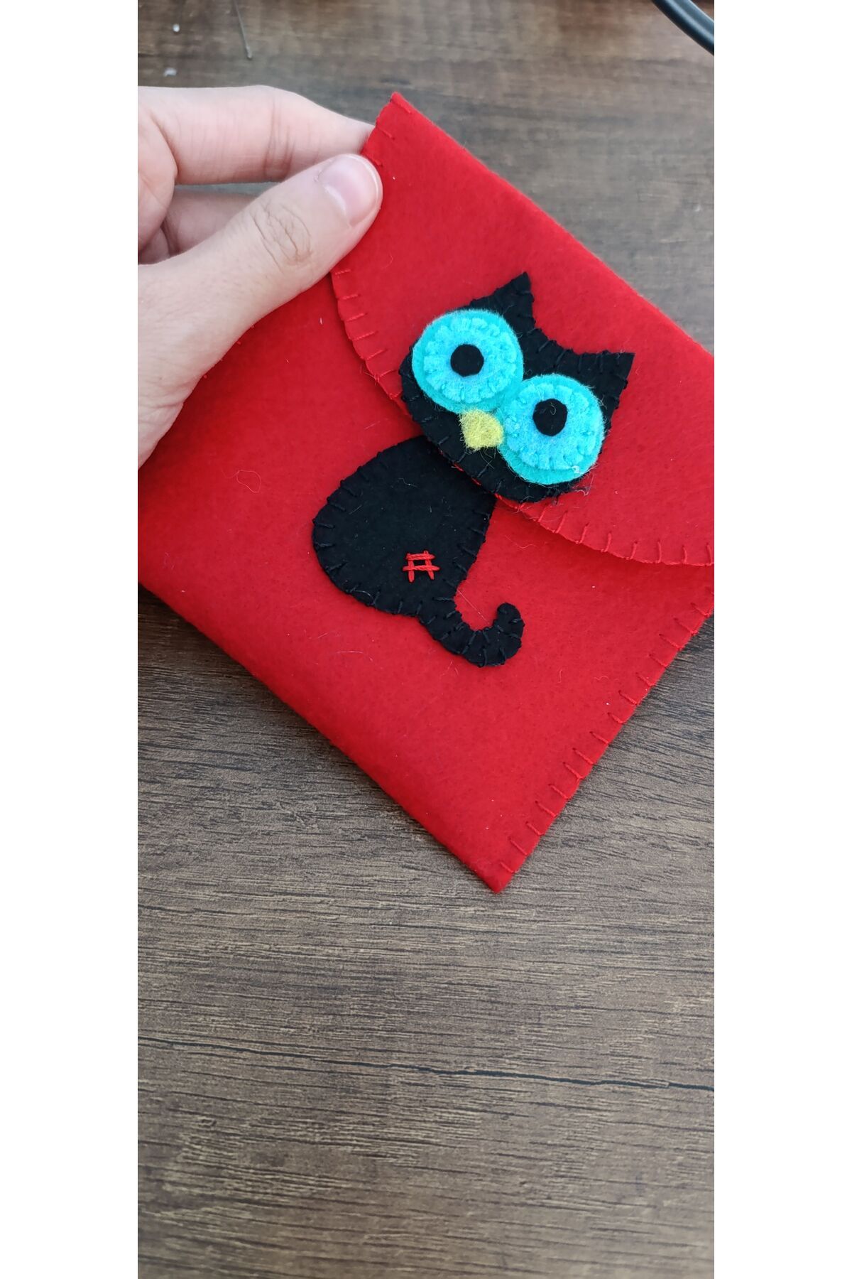 BFATASARIM KEÇEDEN KEDİ MOTİFLİ MİNİ ÇITÇITLI CÜZDAN