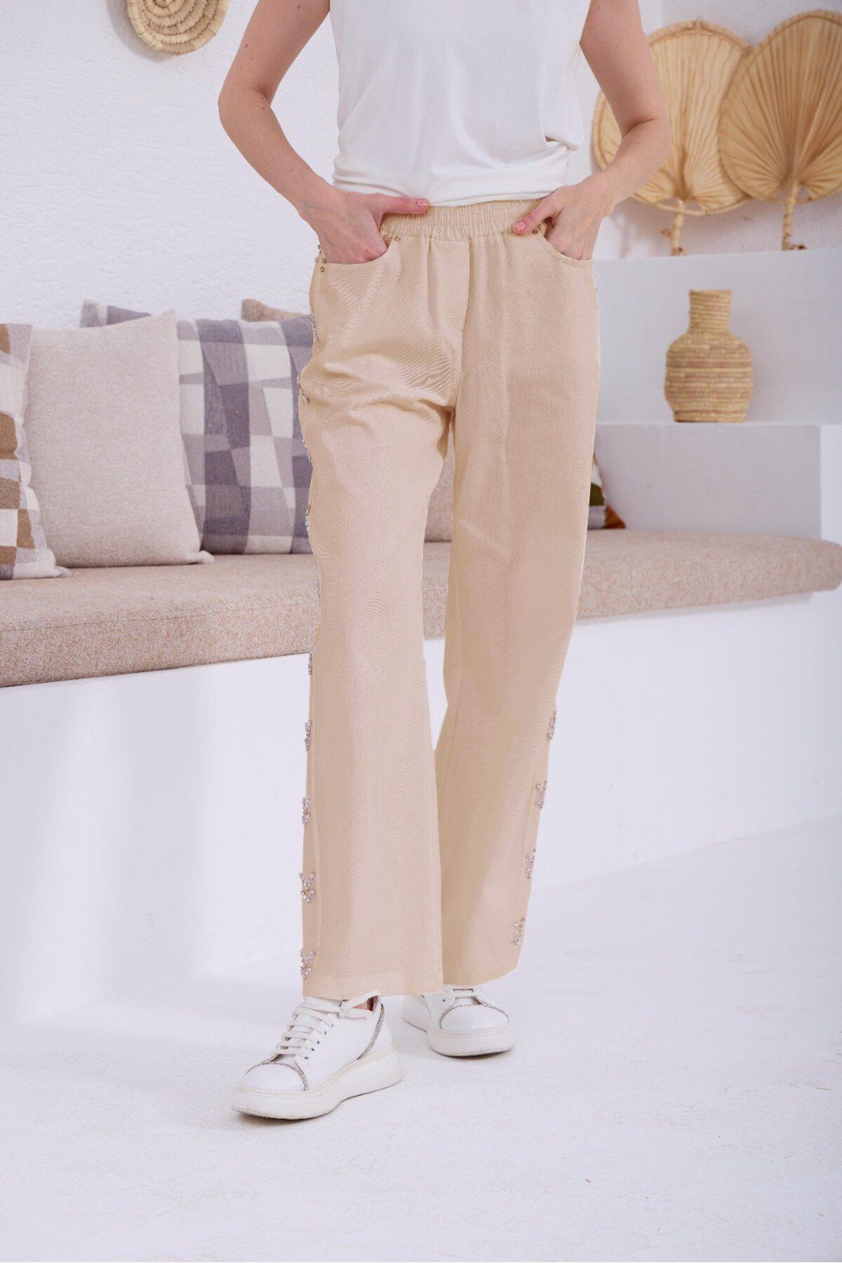 Moodbasic KRİSTAL TAŞLI KOT PANTOLON