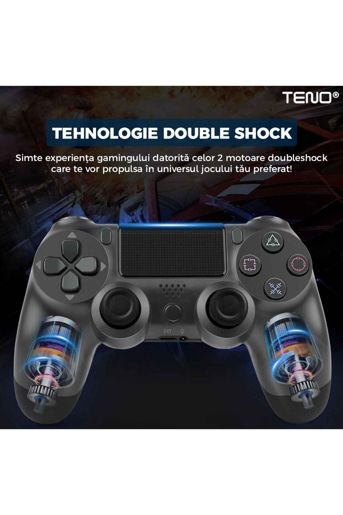 Teno-DoubleShock Teno® Wireless Controller, compatible with PS4, analog joysticks, metallic gray 4