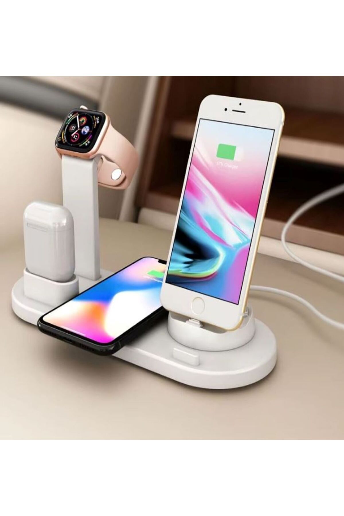 BESNEY BİLİŞİM Çok Fonksiyonlu 6+1 Şarj Standı Akıllı Saat Telefon Bluetooth Kulaklık Şarj Istayonu