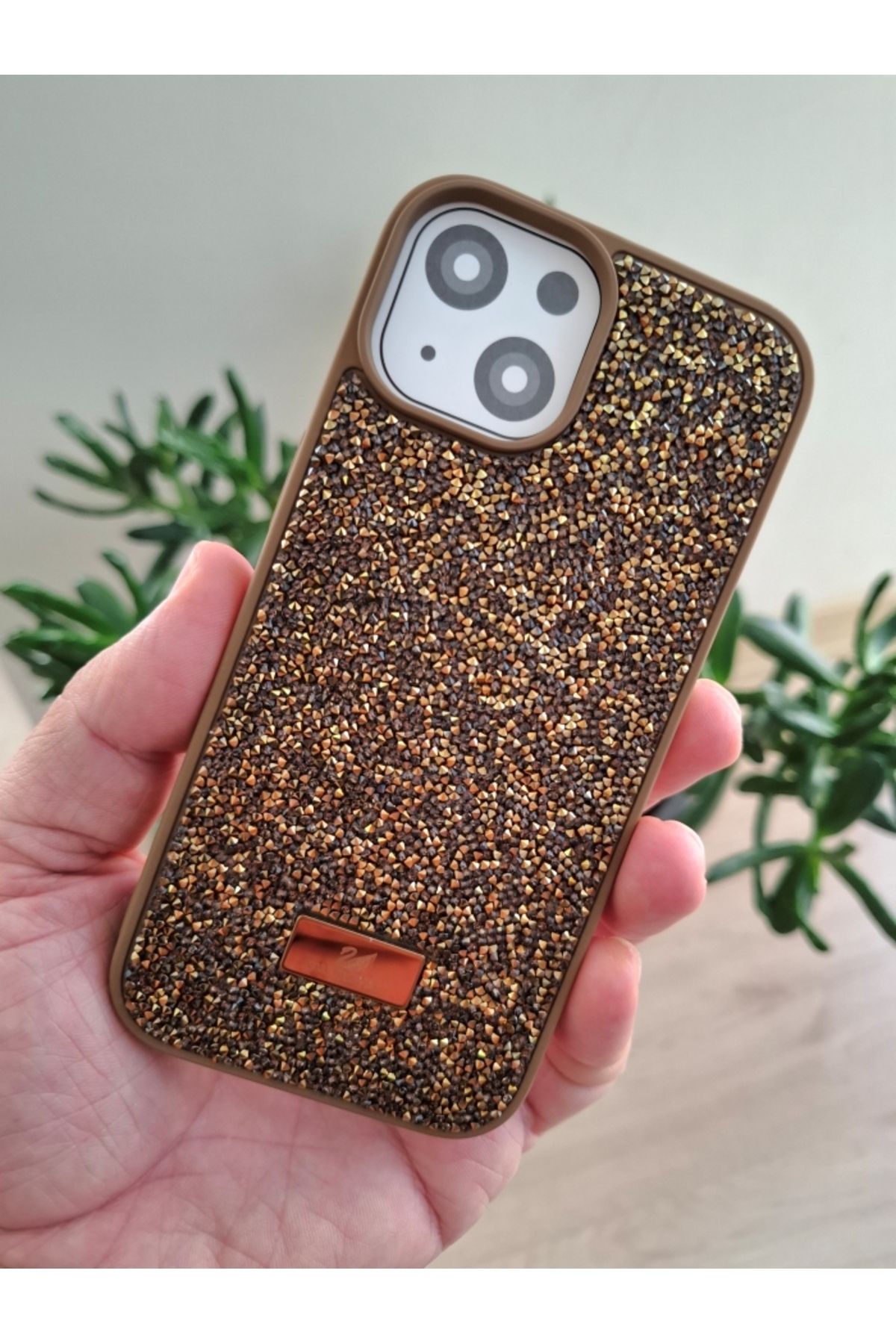 Techno iPhone 13 / 14 ve 15 Uyumlu Işıltılı Taşlı Kamera Çıkıntılı İçi Kadife Kaliteli Lüks Kılıf