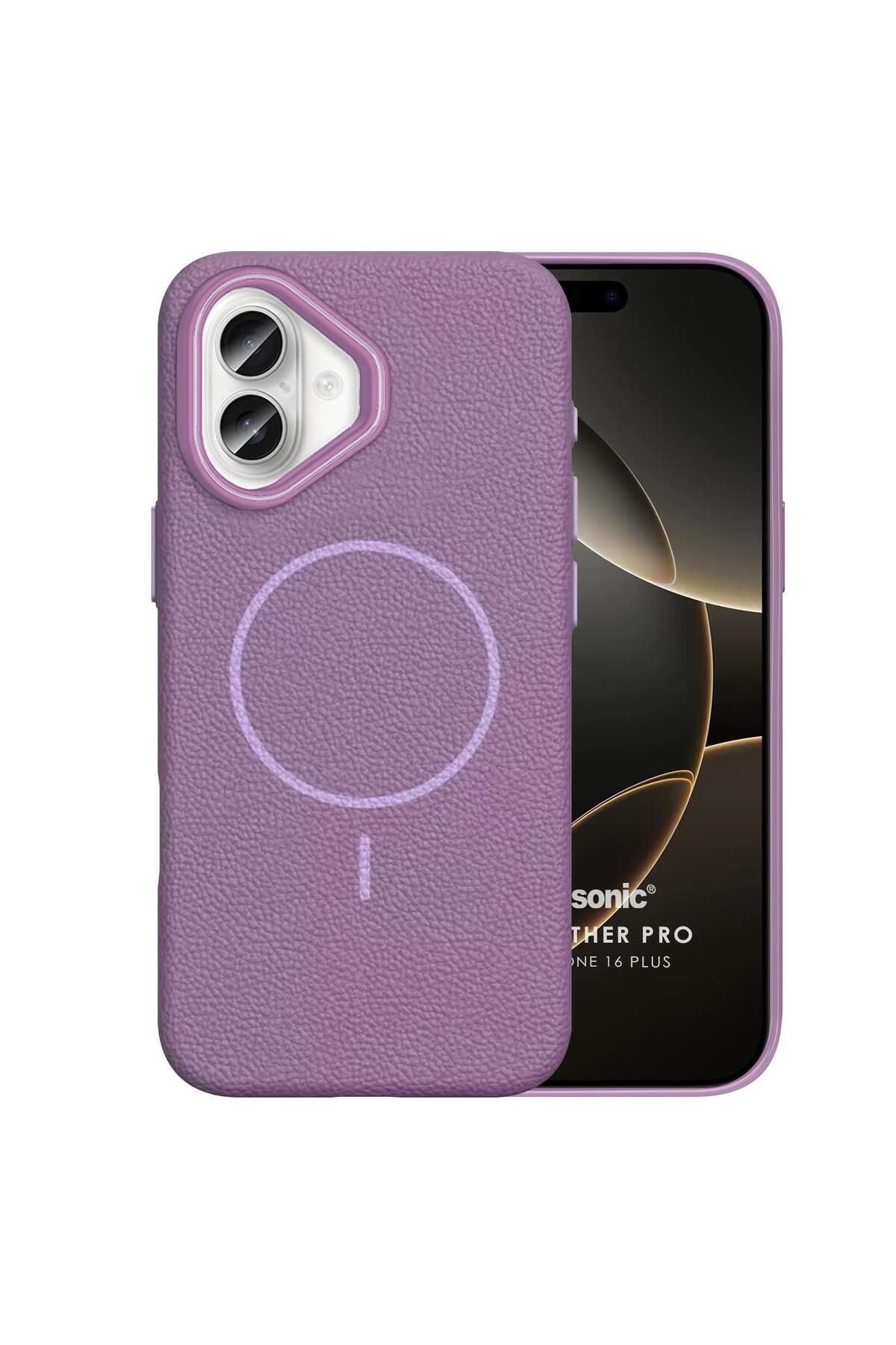 Microsonic Apple iPhone 16 Plus Kılıf MagLeather Pro Lila