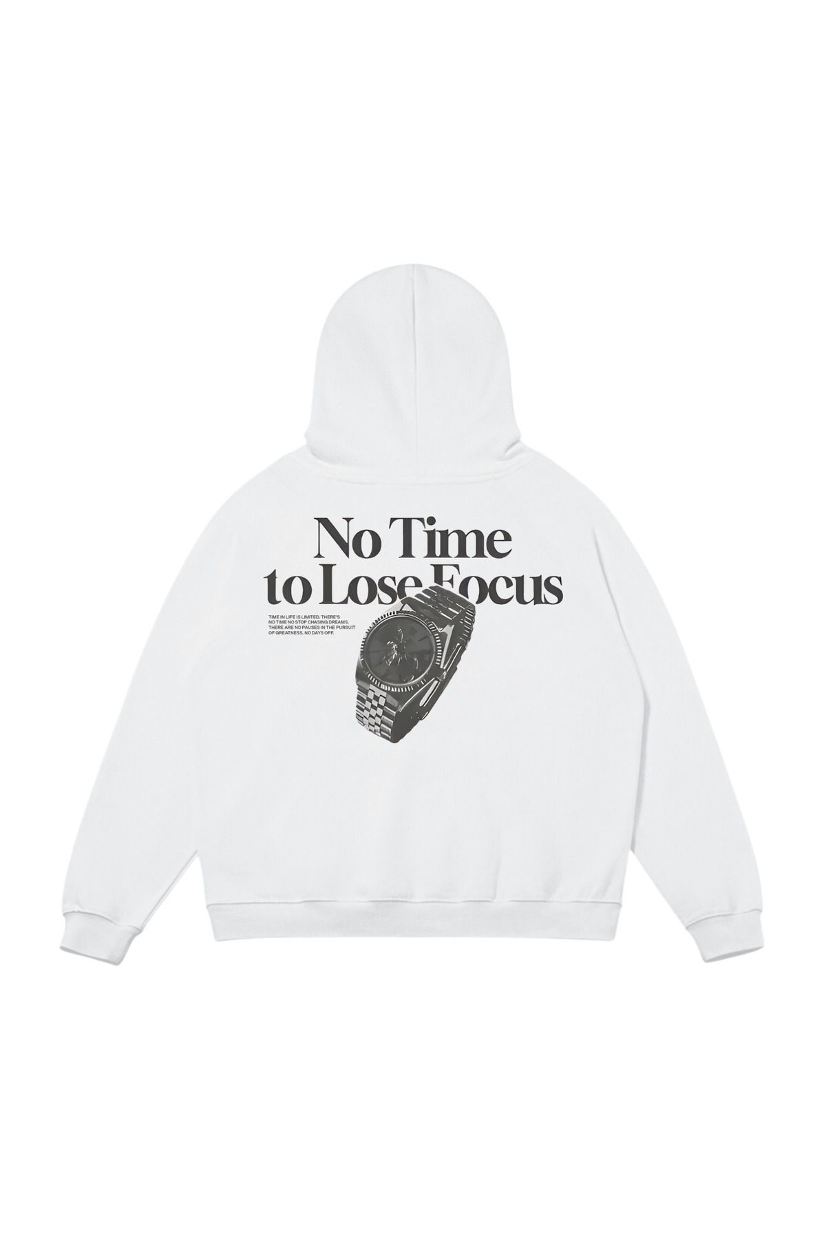 aynewmoda Beyaz Kapüşonlu Sweatshirt - Beden Aralığı (Fortune) Kilemeleri Baskılı