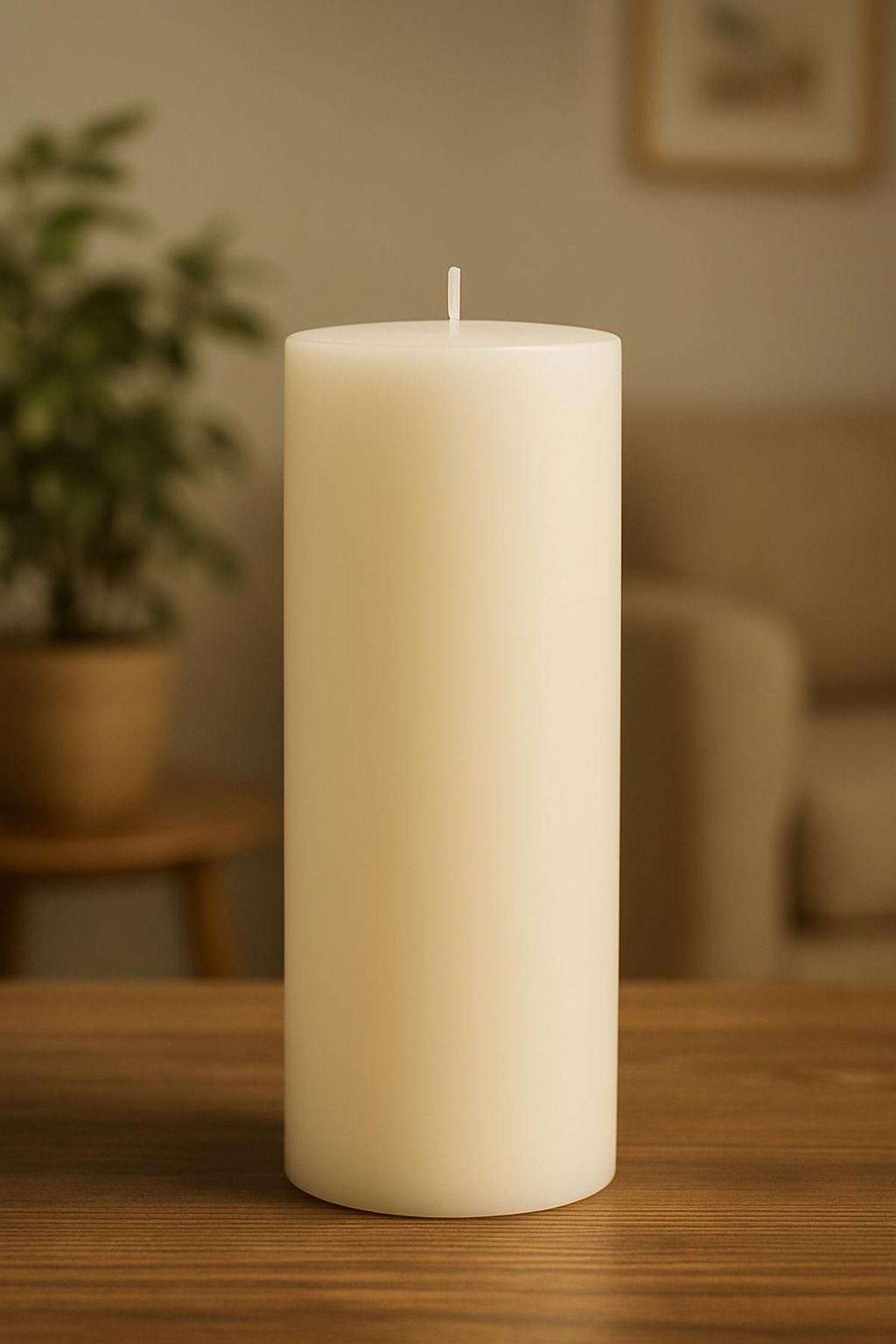 VINTAGE CANDLES Ekru Dev Boy İskandinav Sütun Mum