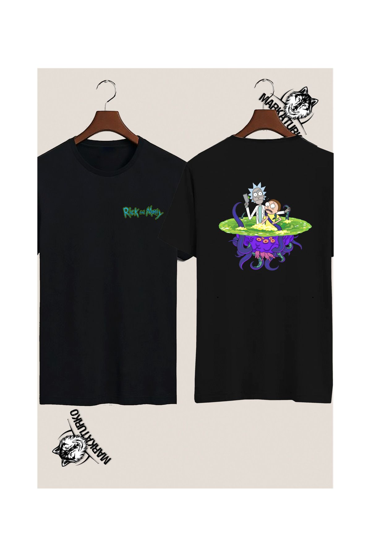 MarkaTurko RİCK AND MORTY ÖZEL TASARIM ÇİFT TARAF BASKILI TSHİRT 9641-09
