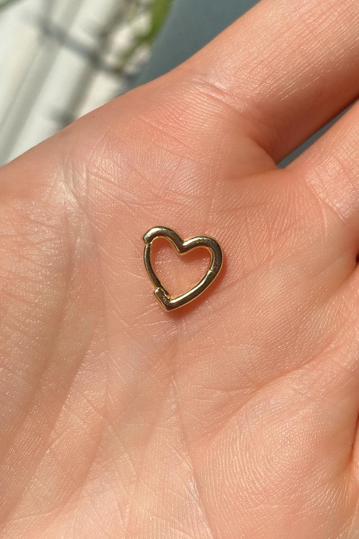 Spossy Silver Jewelry Kalp Piercing Küpe