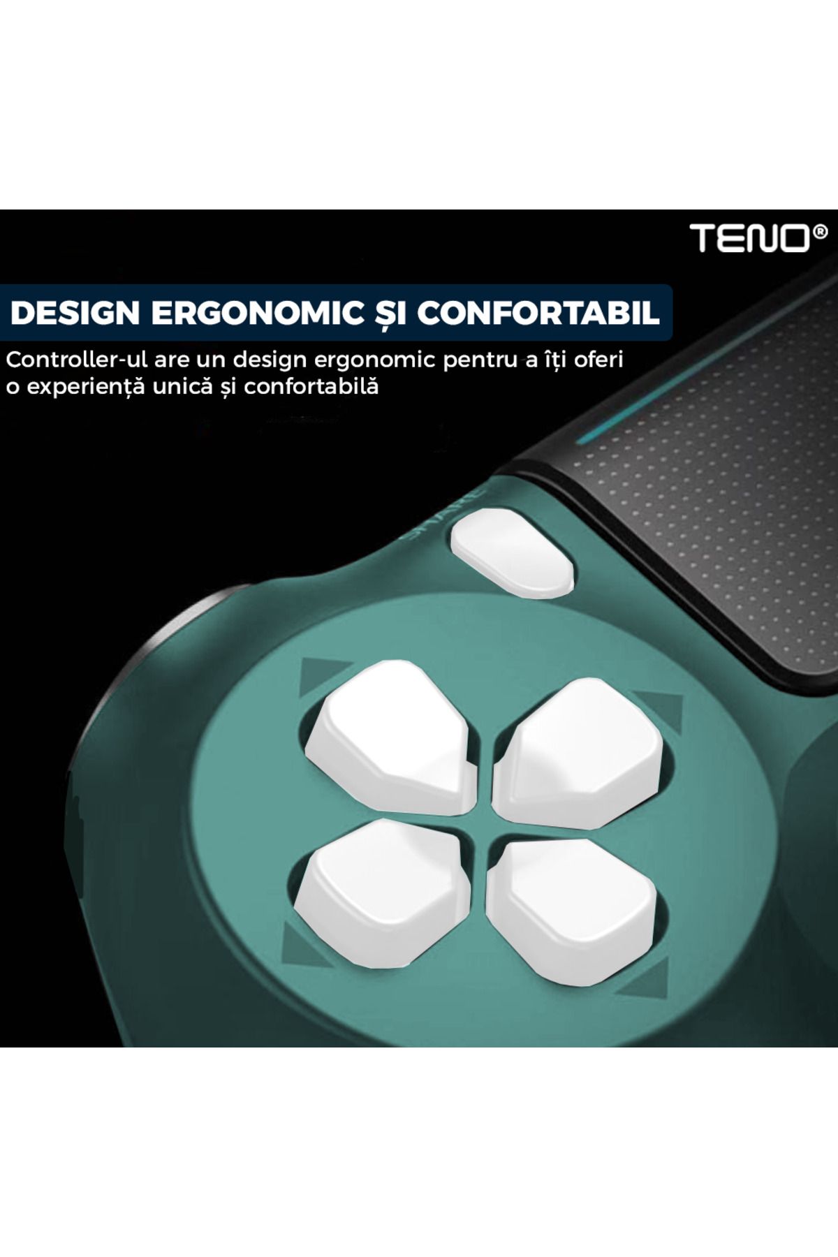 Teno-Controller Wireless DoubleShock Teno®, compatibil cu PS4, joystick-uri analog, alb/verde 6
