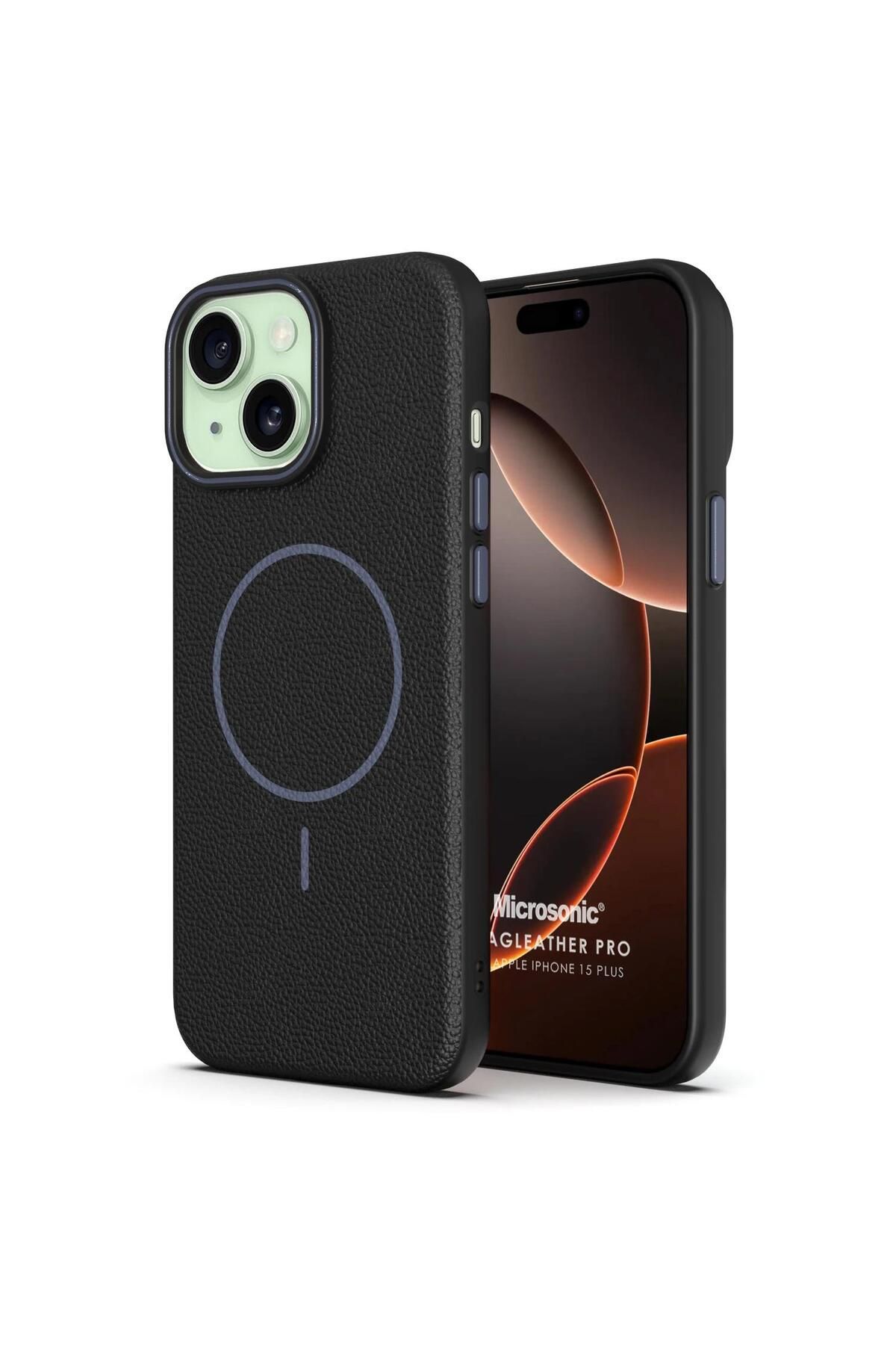 Microsonic Apple iPhone 15 Plus Kılıf MagLeather Pro Siyah