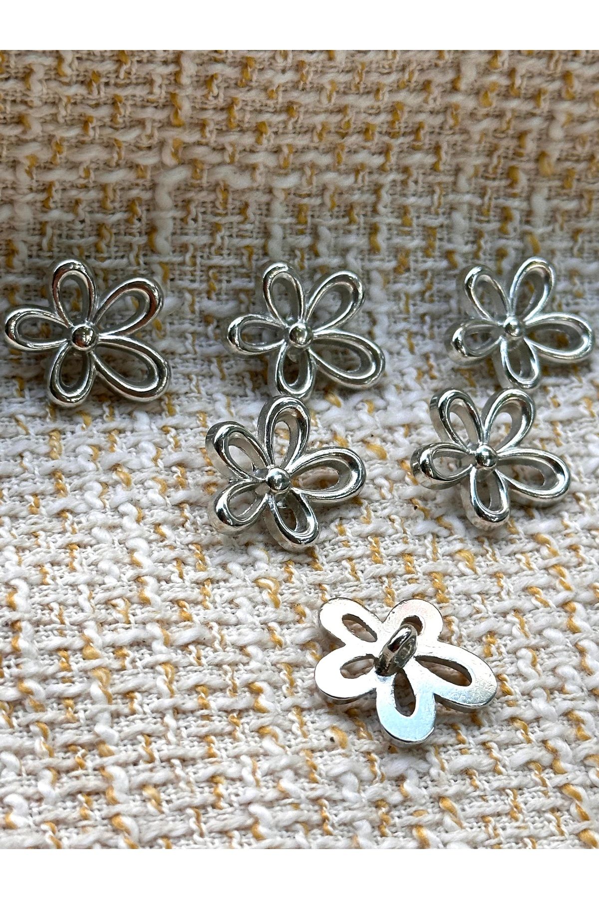 ODDA TASARIM ATÖLYESİ-Silver Color 6-K Button Set with Bow Model(2cm) 3