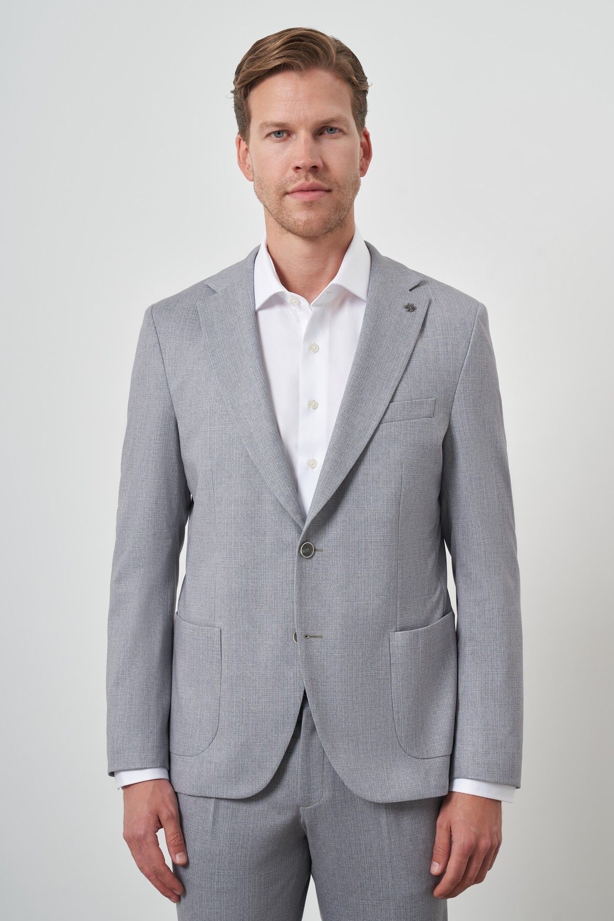 Morven Erkek Gri Trend Slim Fit Mono Yaka Takım Elbise