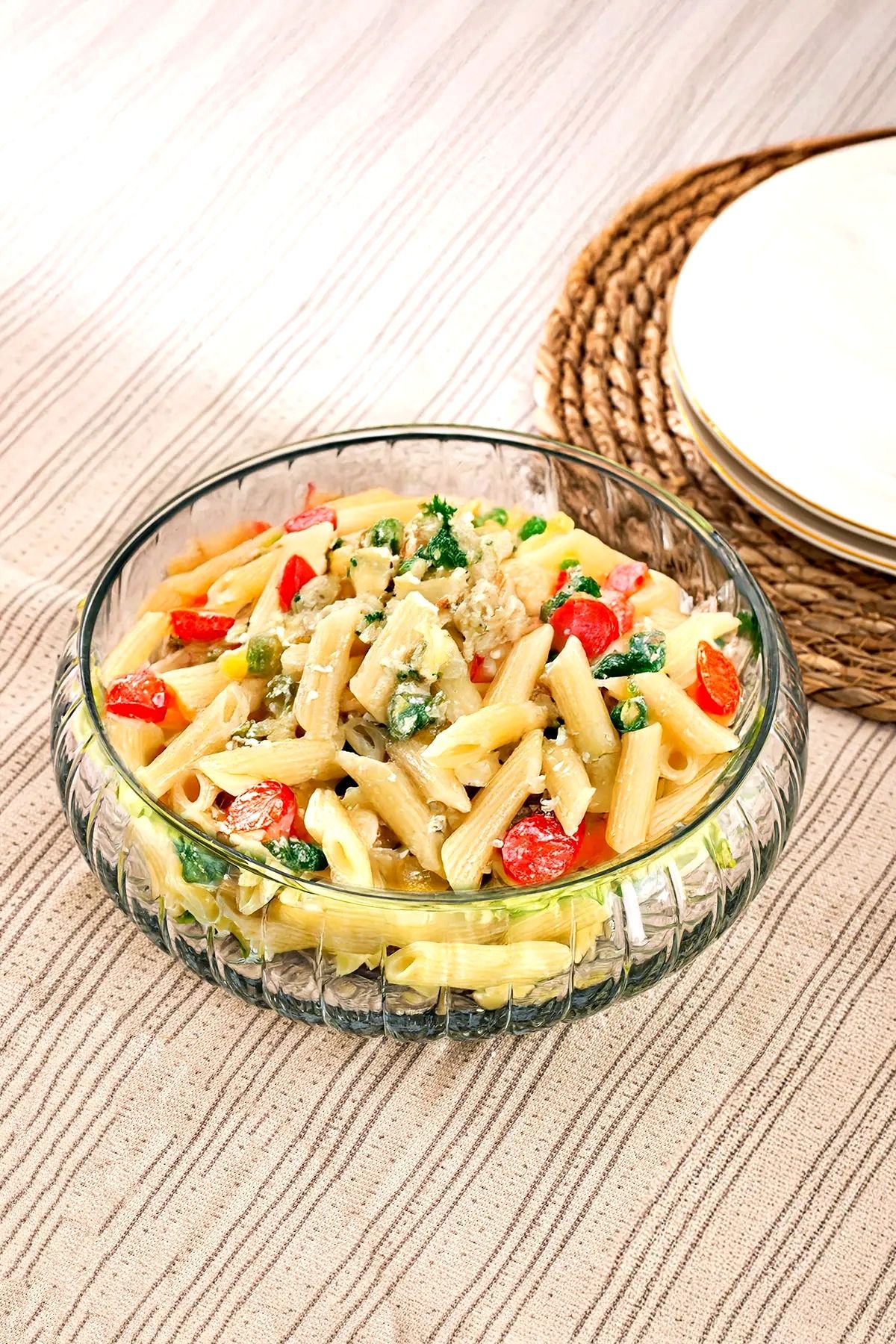 Tilbe Home Rustik El Yapımı Cam Salata Kasesi Büyük Boy Sunum Kasesi Meyve Makarna Çerez Servis Kabı