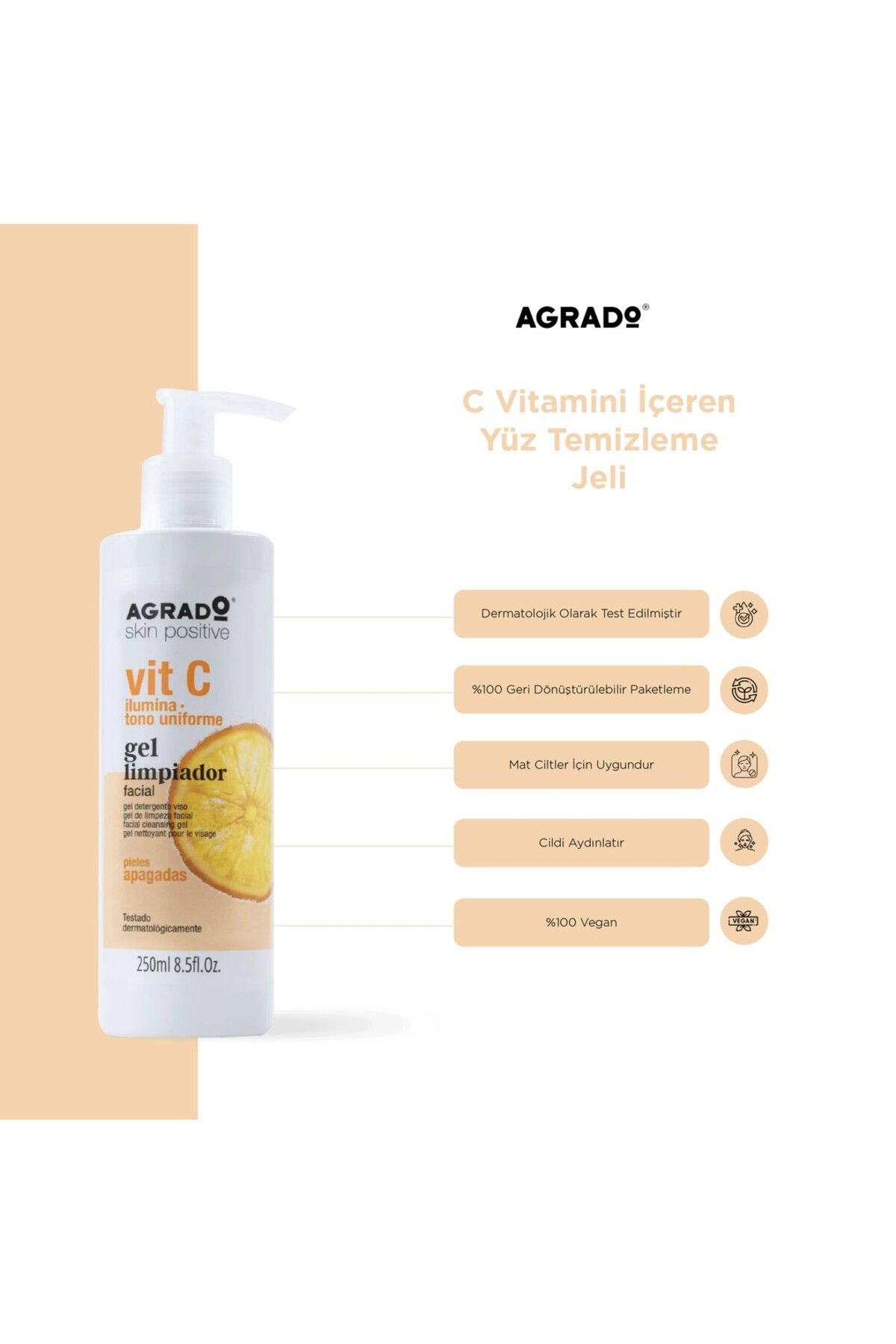 Agrado C Vitaminli Yüz Temizleme Jeli (250ml)