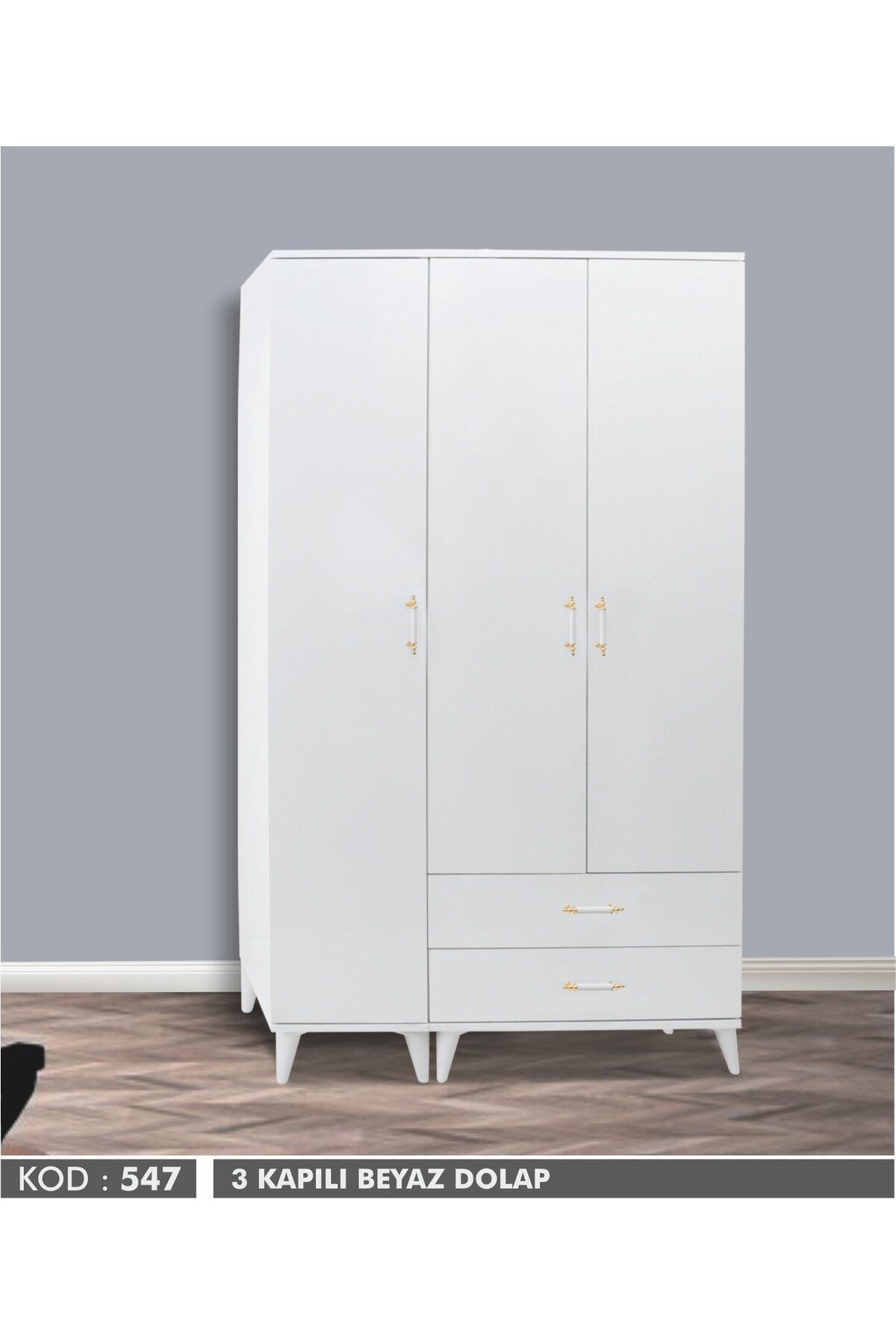 Yuvaset Home 3 KAPILI BEYAZ DOLAP