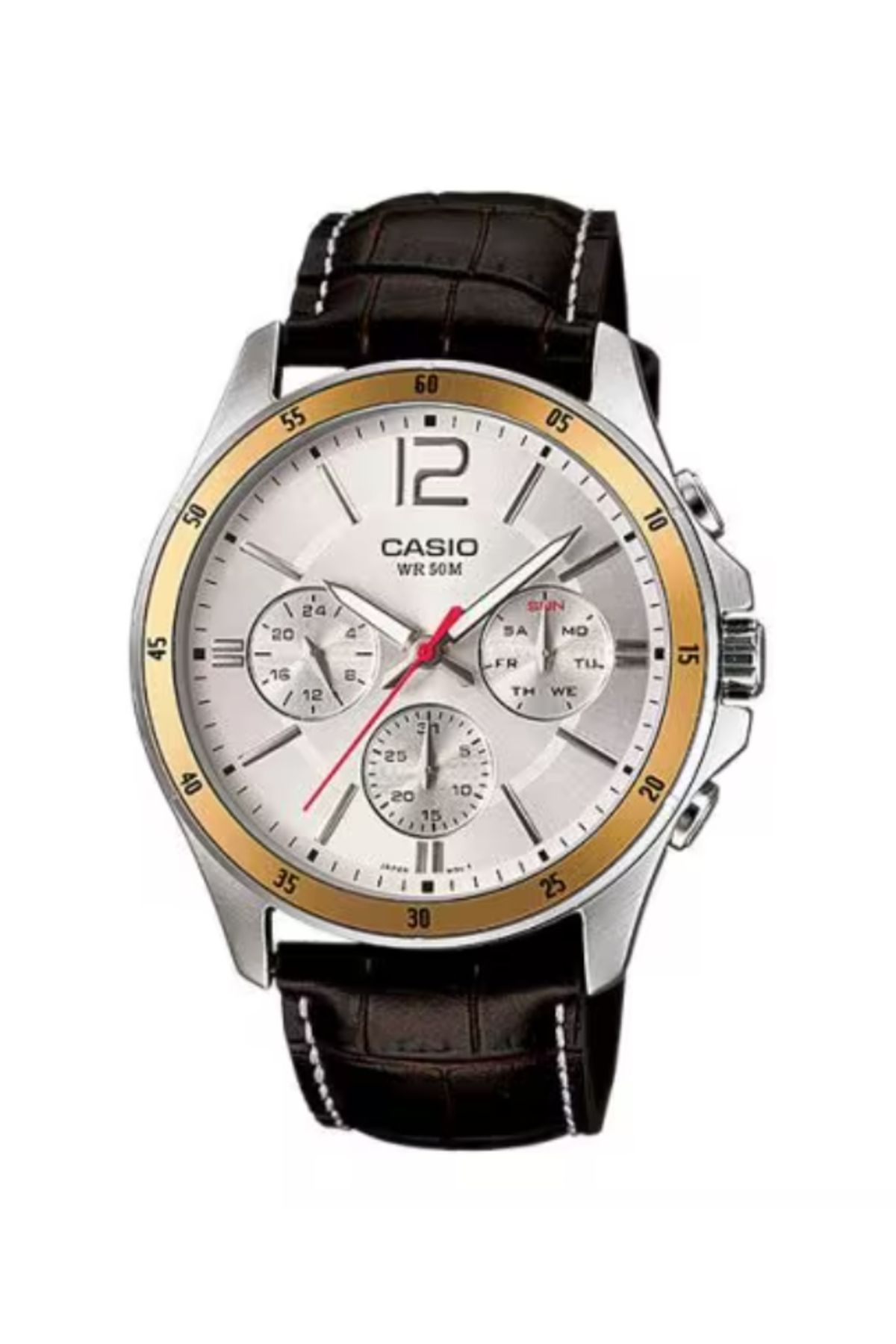 Casio-ساعة كاسيو للرجال بمينا أبيض تناظرية - MTP-1374L-7AVDF 1