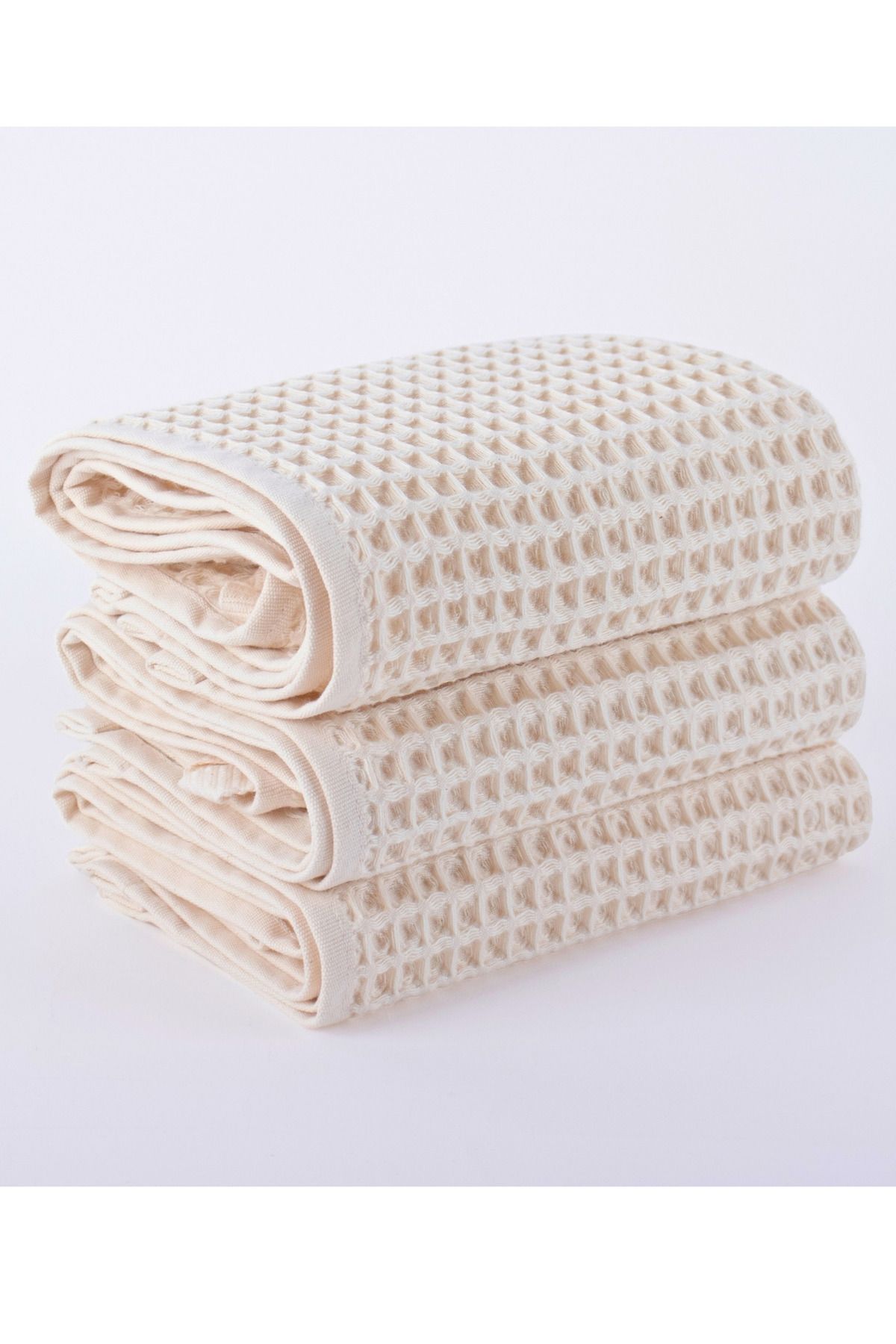 Püskül Tekstil Lüks El Havlusu 3'lü Set, Waffle Dokuma, 100% Pamuk Yüksek Kalite Çabuk Kuruyan El Havluları