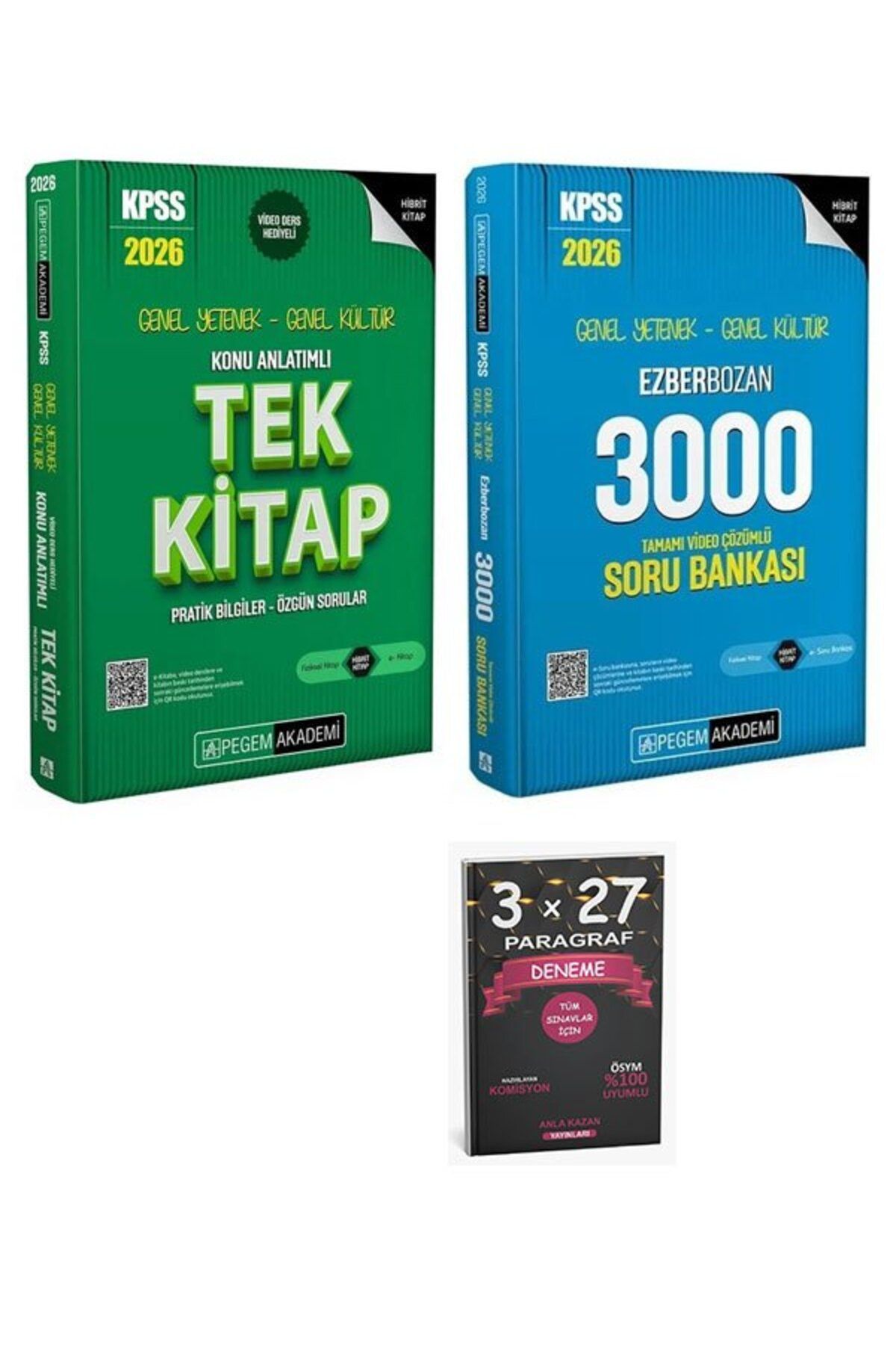 Anla Kazan Yayınları Pegem 2026 KPSS Genel Yetenek Genel Kültür Konu + Soru Bankası 2 li Set+AnlaKazan Paragraf