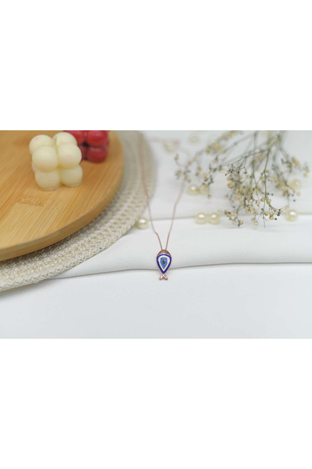 Ocean Silver & Jewelry Nazar Detaylı Balık Gümüş Kolye