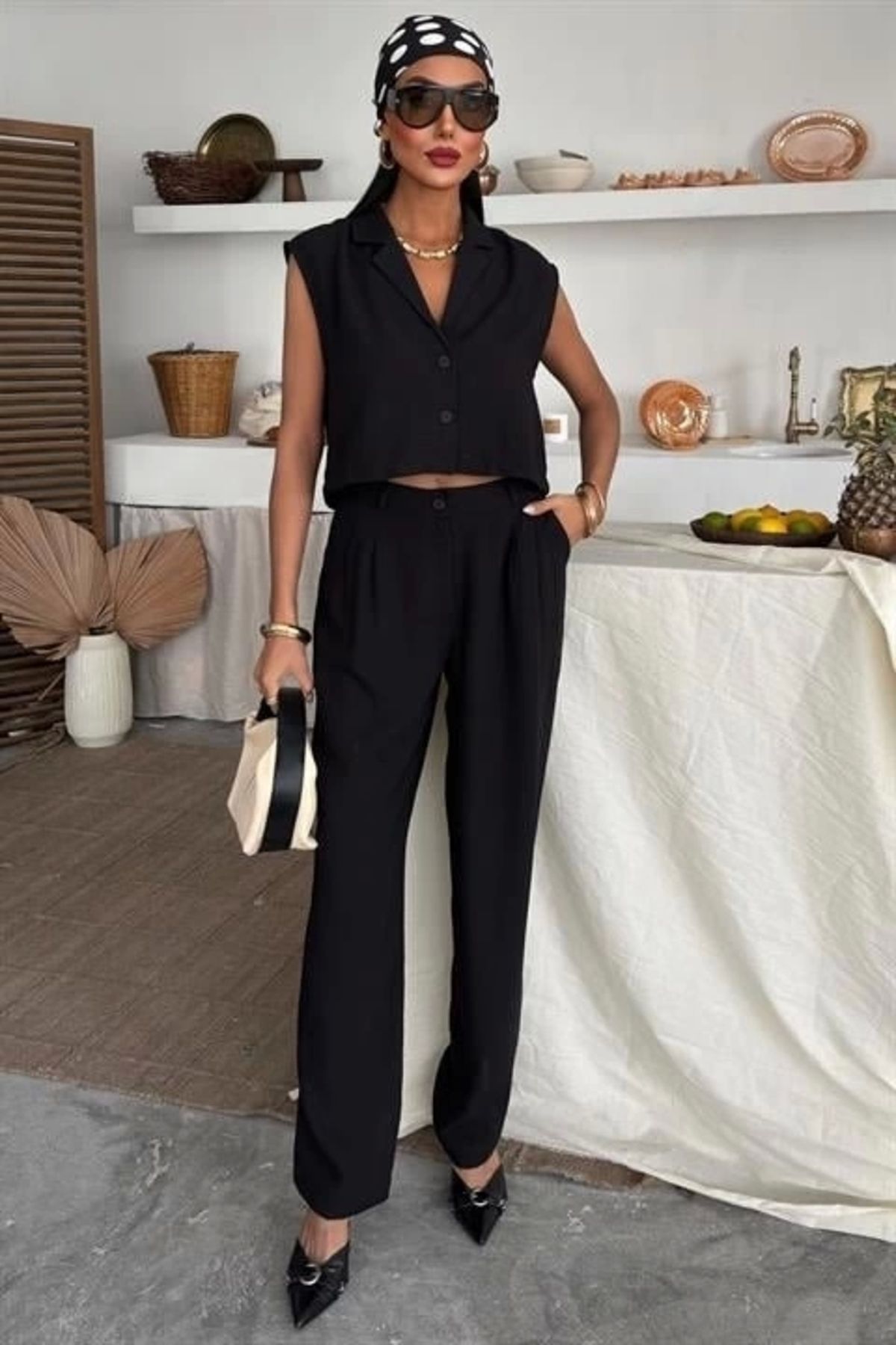 Silerra Zoe Crop Yelek Takım 9744-08