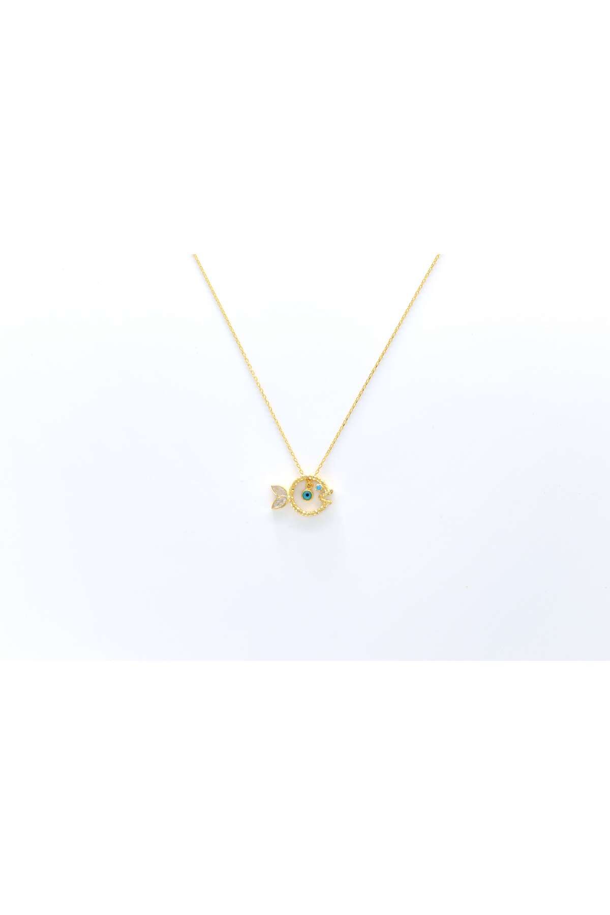 Ocean Silver & Jewelry Kristal Kuvars Taşlı Nazar Boncuklu Gümüş Kolye