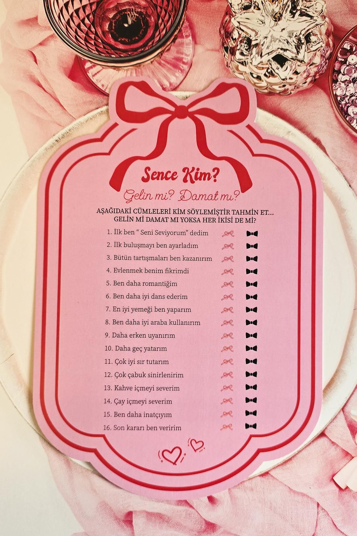 PEKSHOP Fiyonk Tasarım Oyun Kartı Gelin mi Damat Mı Oyun Soru Kartları 4lü Bekarlığa Veda Oyunları