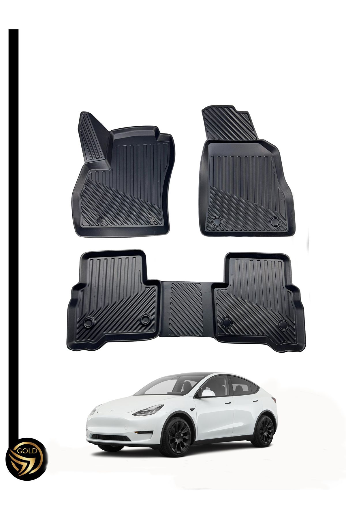 BLACK Tesla Model Y 3D Havuzlu Paspas Kauçuk