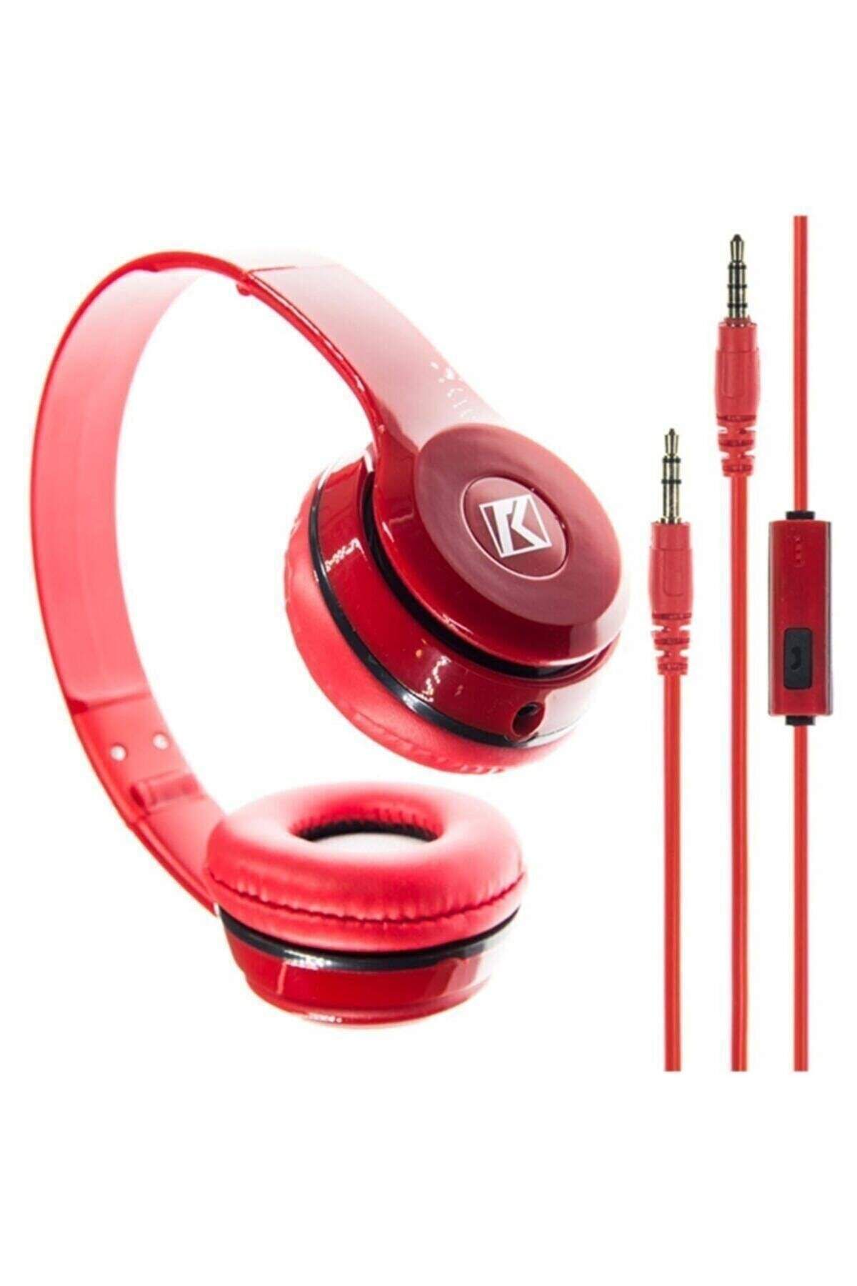 Serero Kırmızı Kulak Üstü Portatif Katlanır Stereo Kulaklık