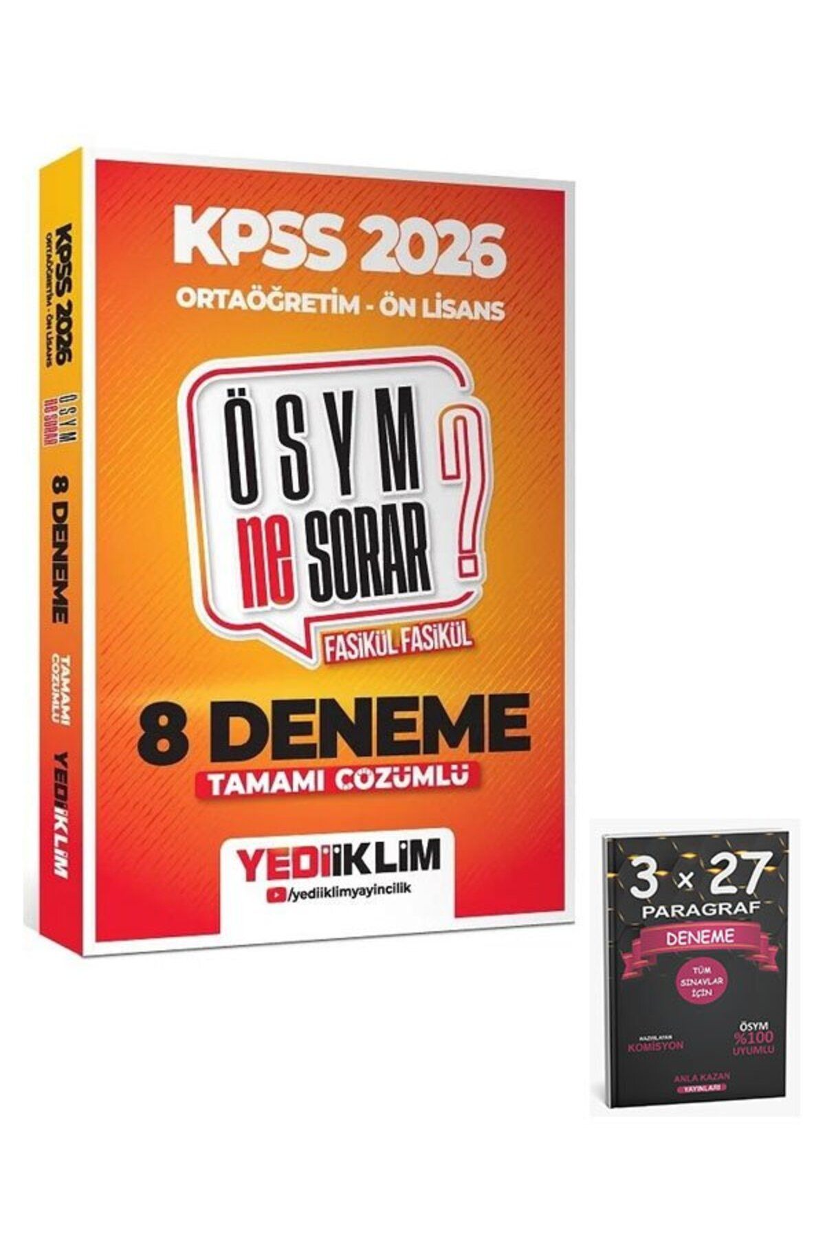 Anla Kazan Yayınları Yediiklim 2026 KPSS Lise Ortaöğretim Ön Lisans ÖSYM Ne Sorar 8 Deneme Fasikül Çözümlü+AnlaKAzan PAr