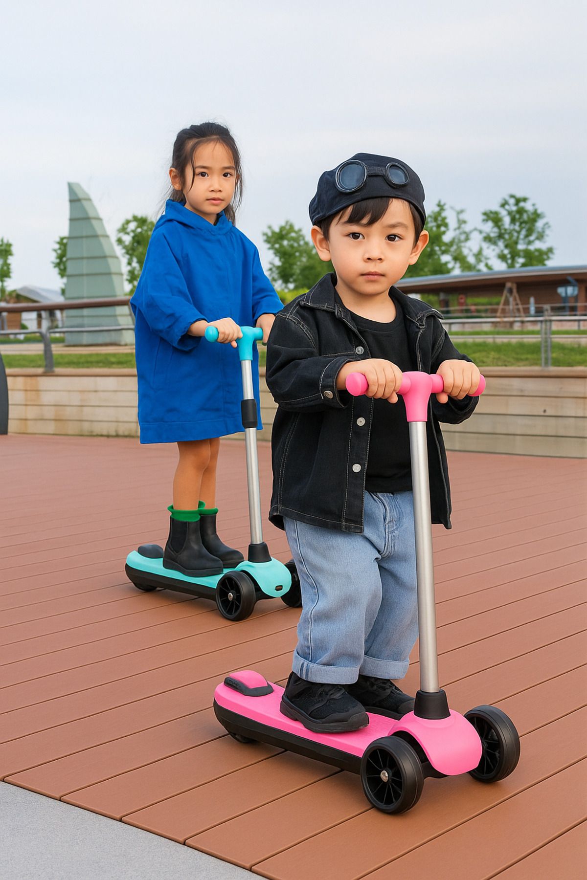 ROBO 3 Tekerlekli Çocuk Elektrikli Scooter Pembe