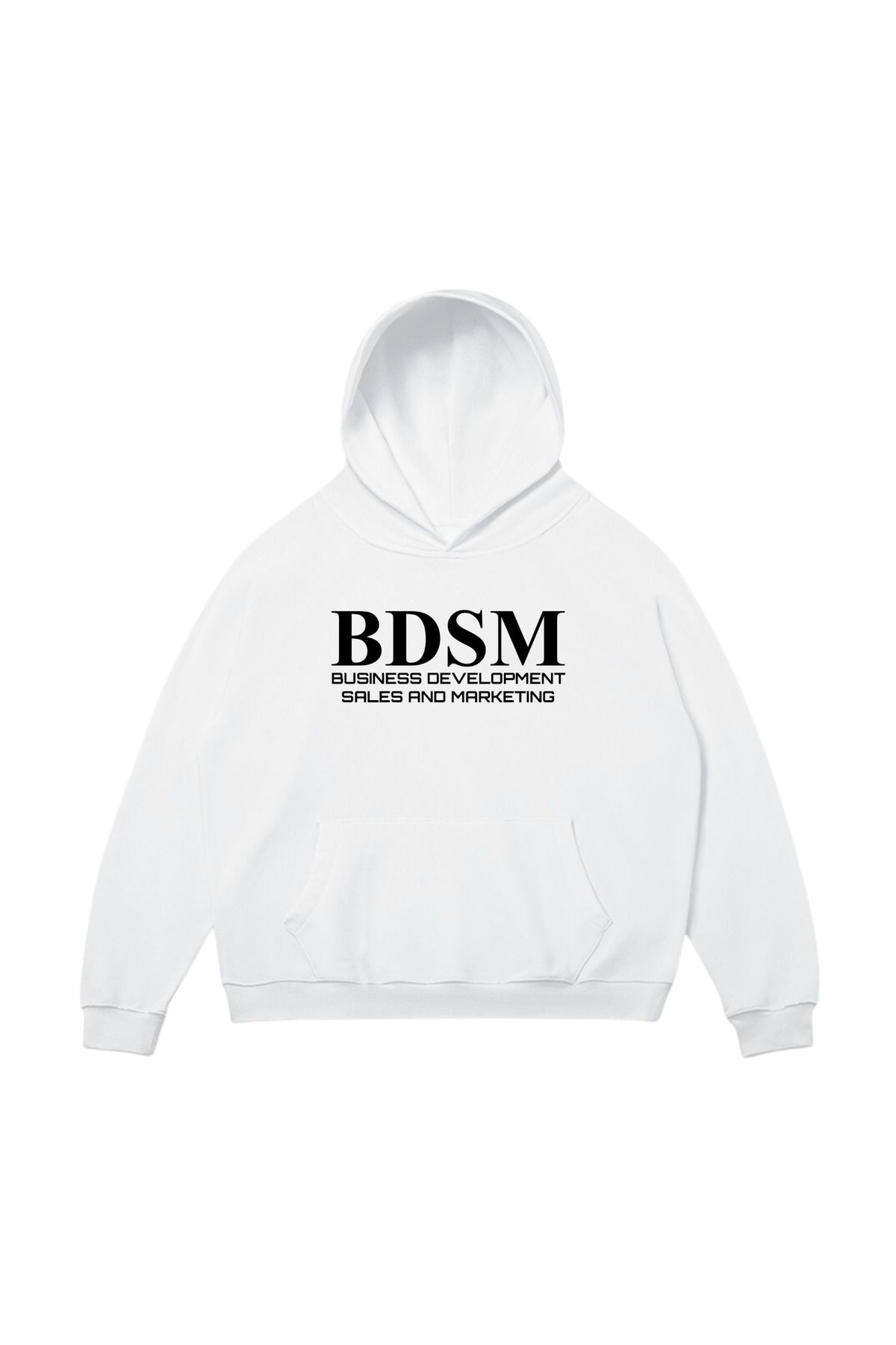 aynewmoda Beyaz Kapüşonlu Sweatshirt - Beden Aralığı (BDSM) Kilemeleri Baskılı