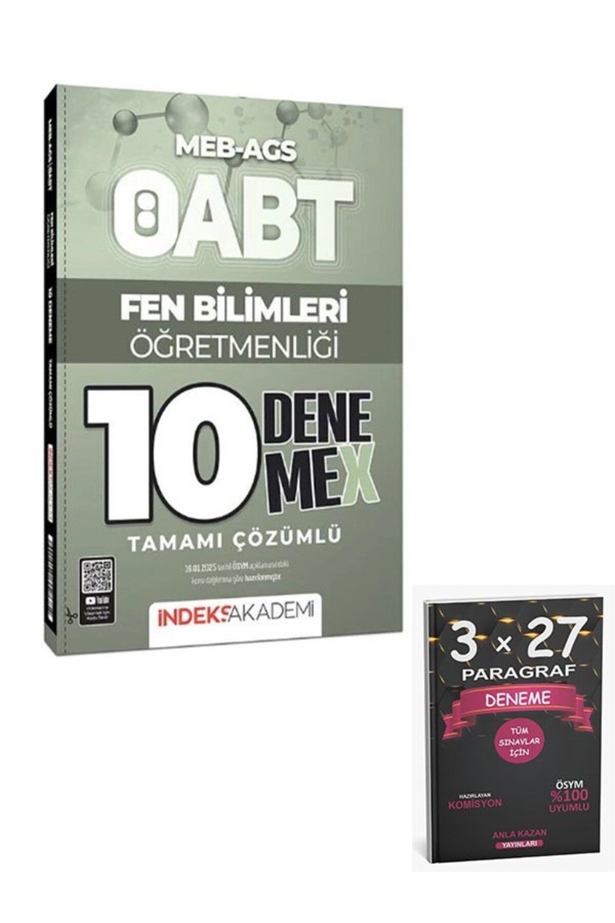 Anla Kazan Yayınları İndeks Akademi 2025 ÖABT MEB AGS Fen Bilimleri Öğretmenliği 10 DenemeX Çözümlü+AnlaKAzan Paragraf
