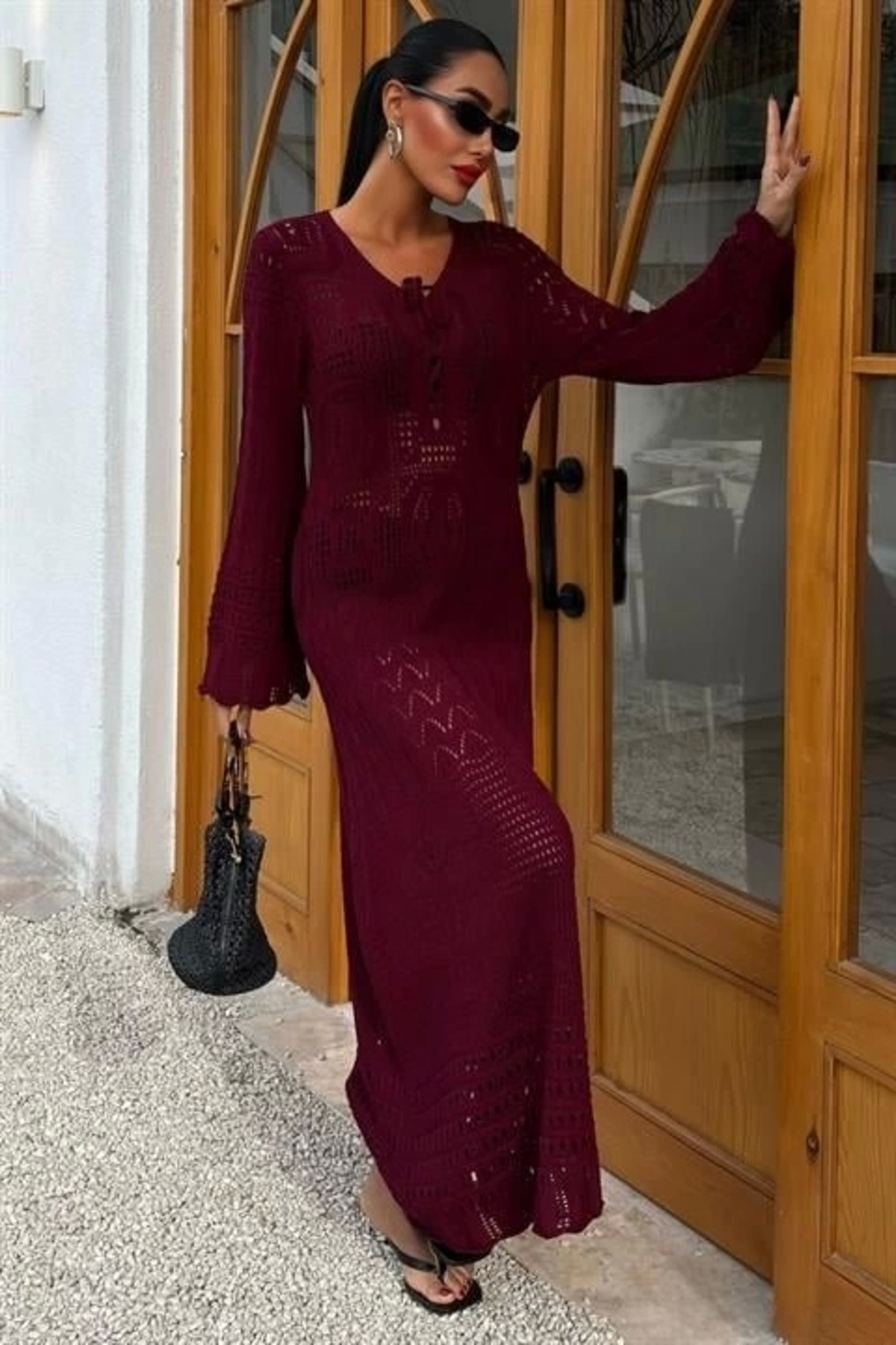 Genel Markalar Birit Detaylı Ajurlu Elbise 2838