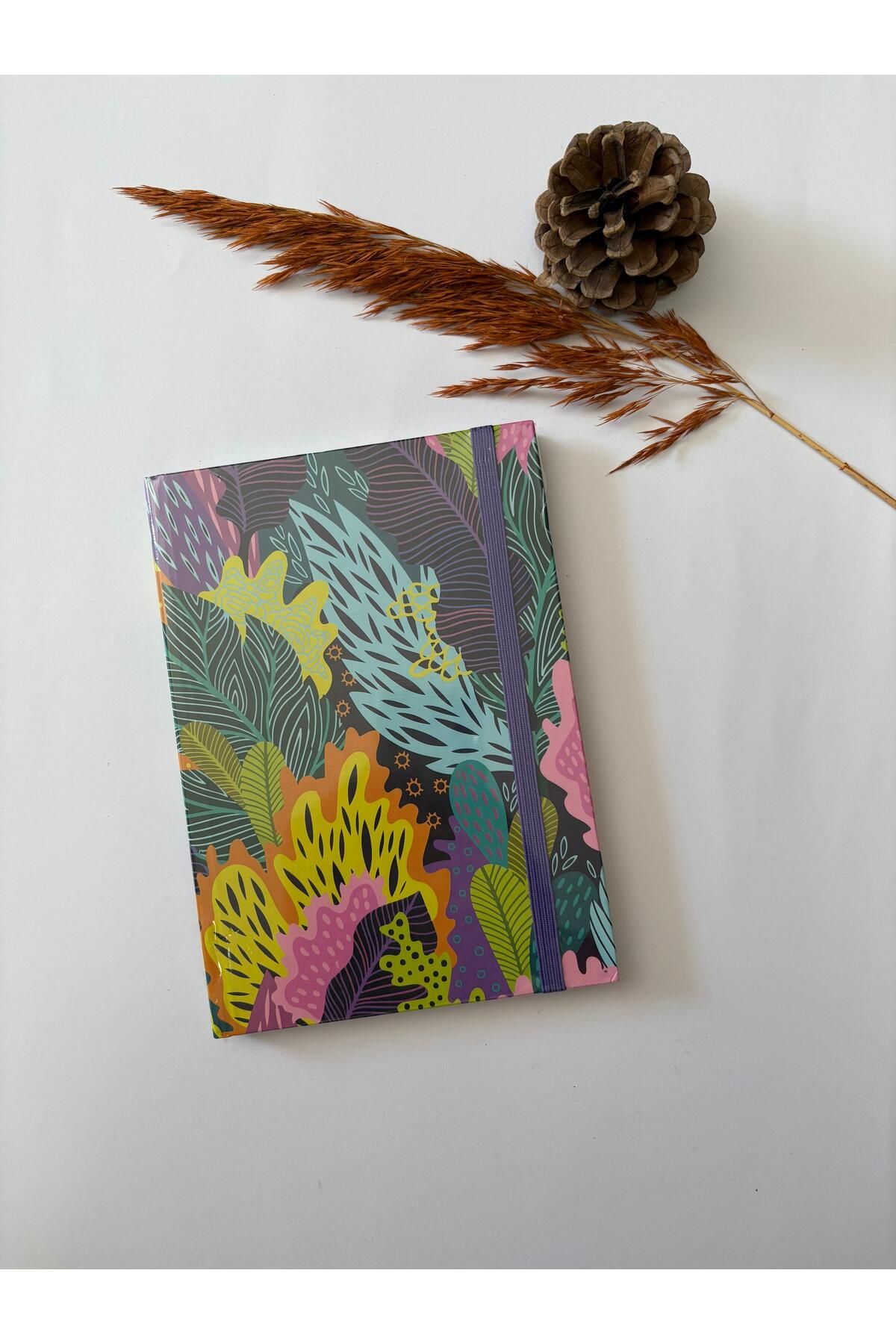 Adalinhome Atakids Lizy Sert Kapak Lastikli Çizgili Defter (20 × 14 cm, 96 yaprak)