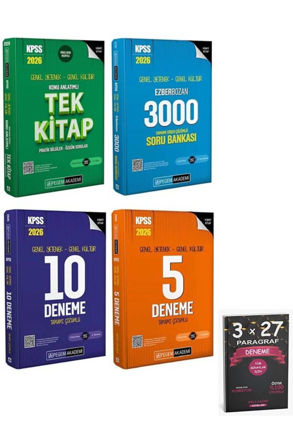 Anla Kazan Yayınları Pegem 2026 KPSS Genel Yetenek Genel Kültür Konu + Soru Bankası + 10+5 Deneme 4 lü Set+AnlaKAzan Par