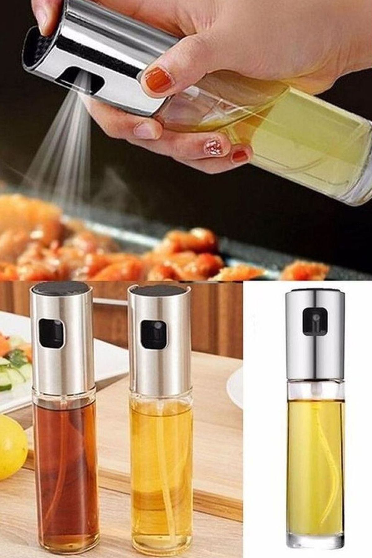 Serero Sprey Cam Şişe Zeytinyağı Sirke Yağ Püskürtücü Yağdanlık 100 ml