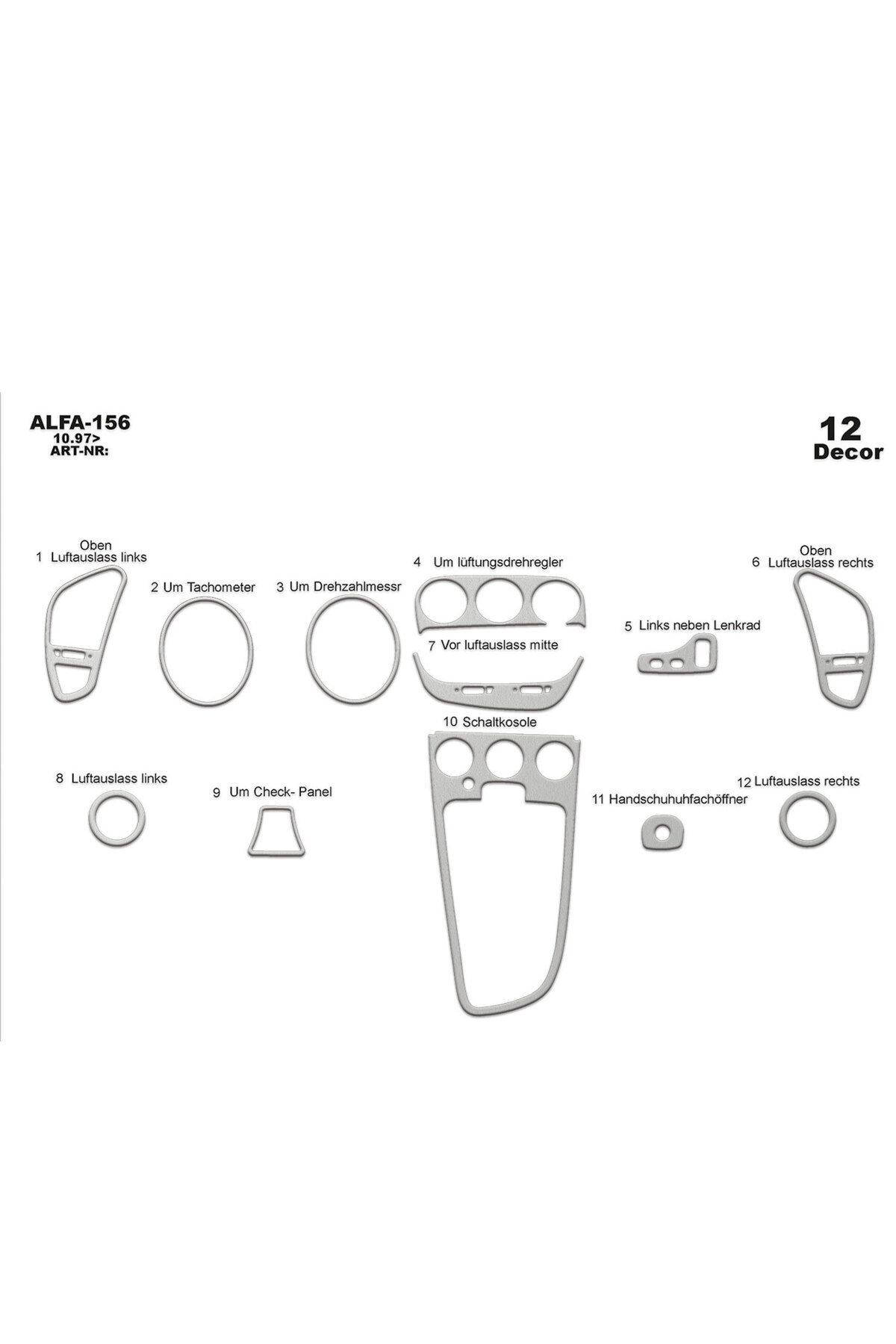 Marscockpitdesign Alfa 156 Konsol-Torpido Kaplama 1997 12 Parça