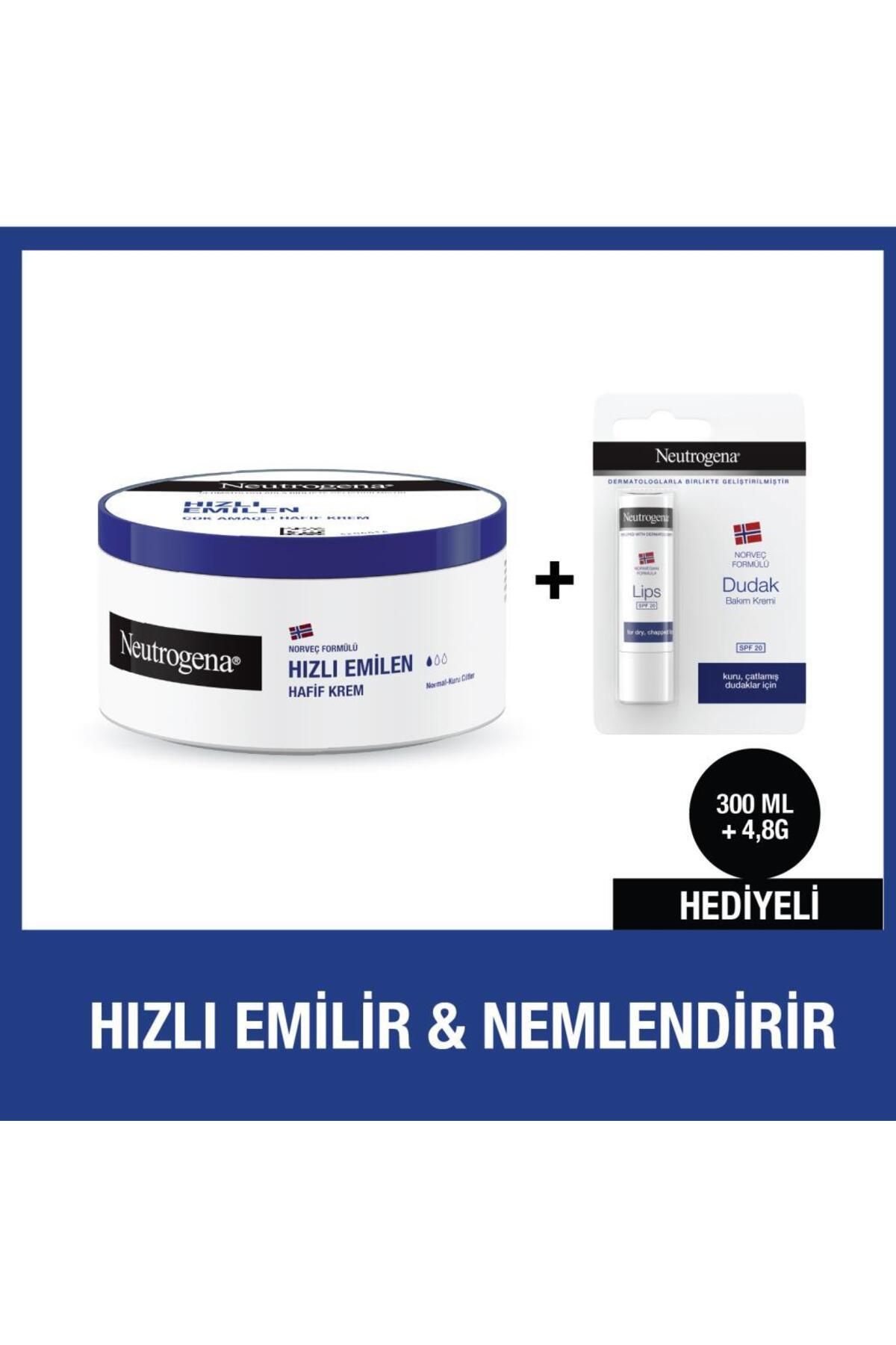 Neutrogena Hızlı Emilen 300 ML Krem + Dudak Kremi Hediye