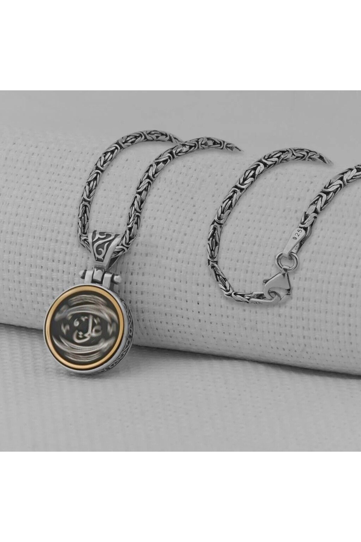 shop Zülfikar Kral Zincirli Ortası Dönen 925 Ayar Gümüş Erkek Kolye