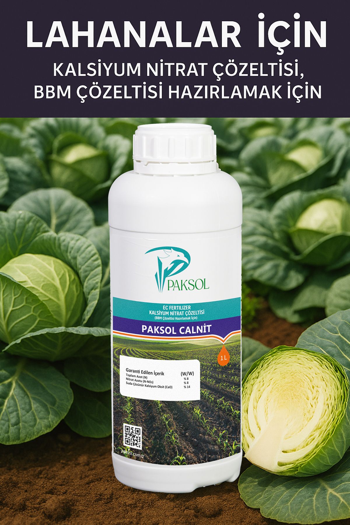 Paksol Calnit Kalsiyumlu Nitrat Lahanalar İçin Organik Sıvı Gübre 1 Litre