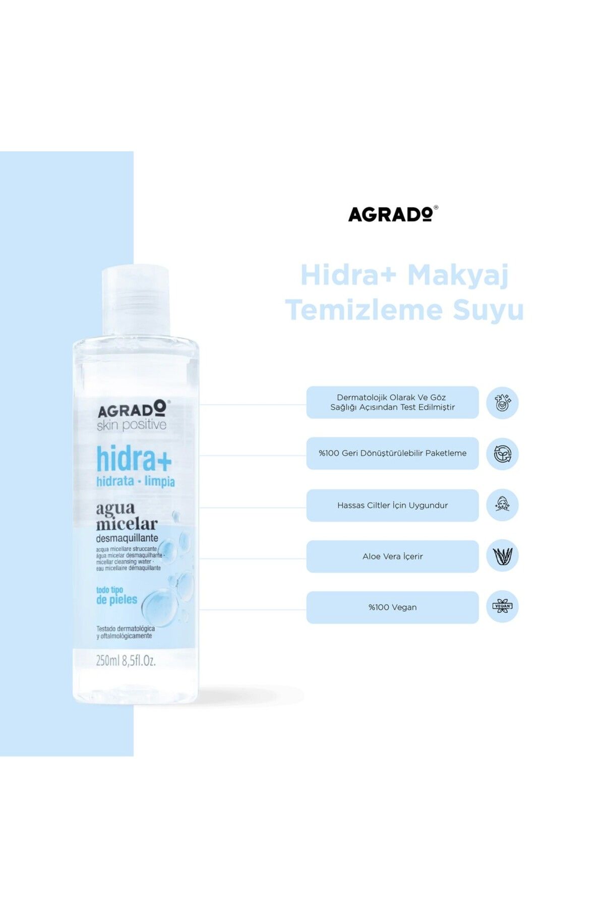 Agrado Nemlendiricili Makyaj Temizleme Suyu (400ml)