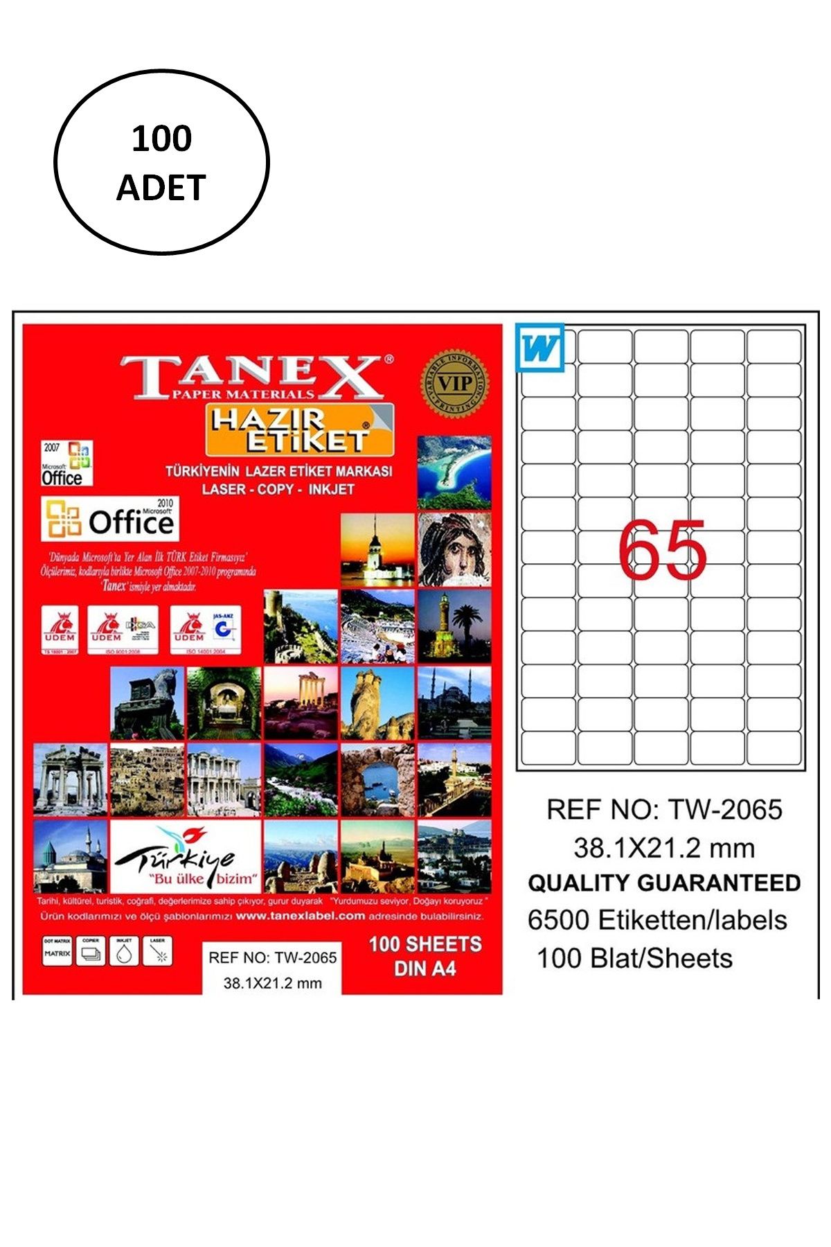 Serero Tanex Tw-2065 Lazer Etiket 38X21 Mm 100 Lü