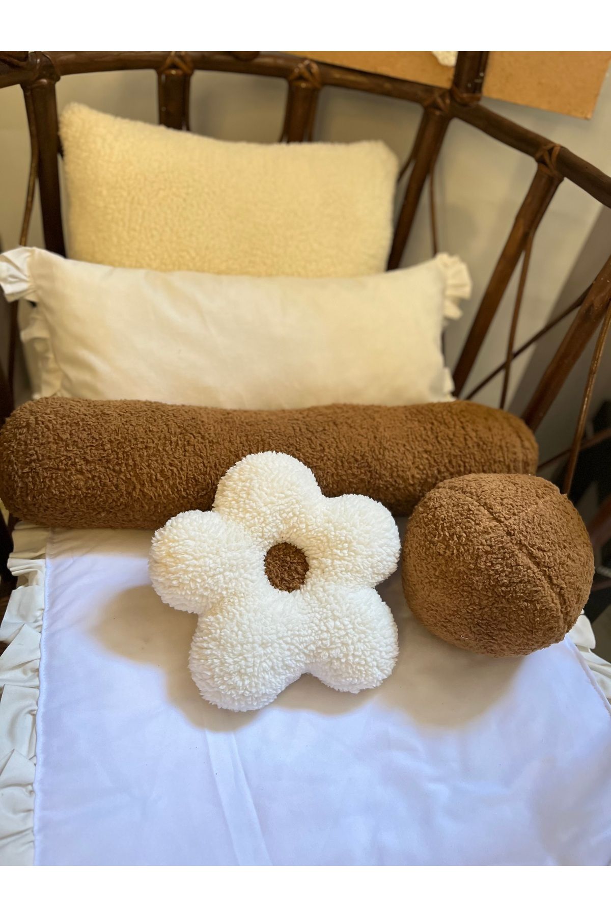 Cherry Bloom Cotton Top Yastık ve Papatya Yastık Mini 20 cm