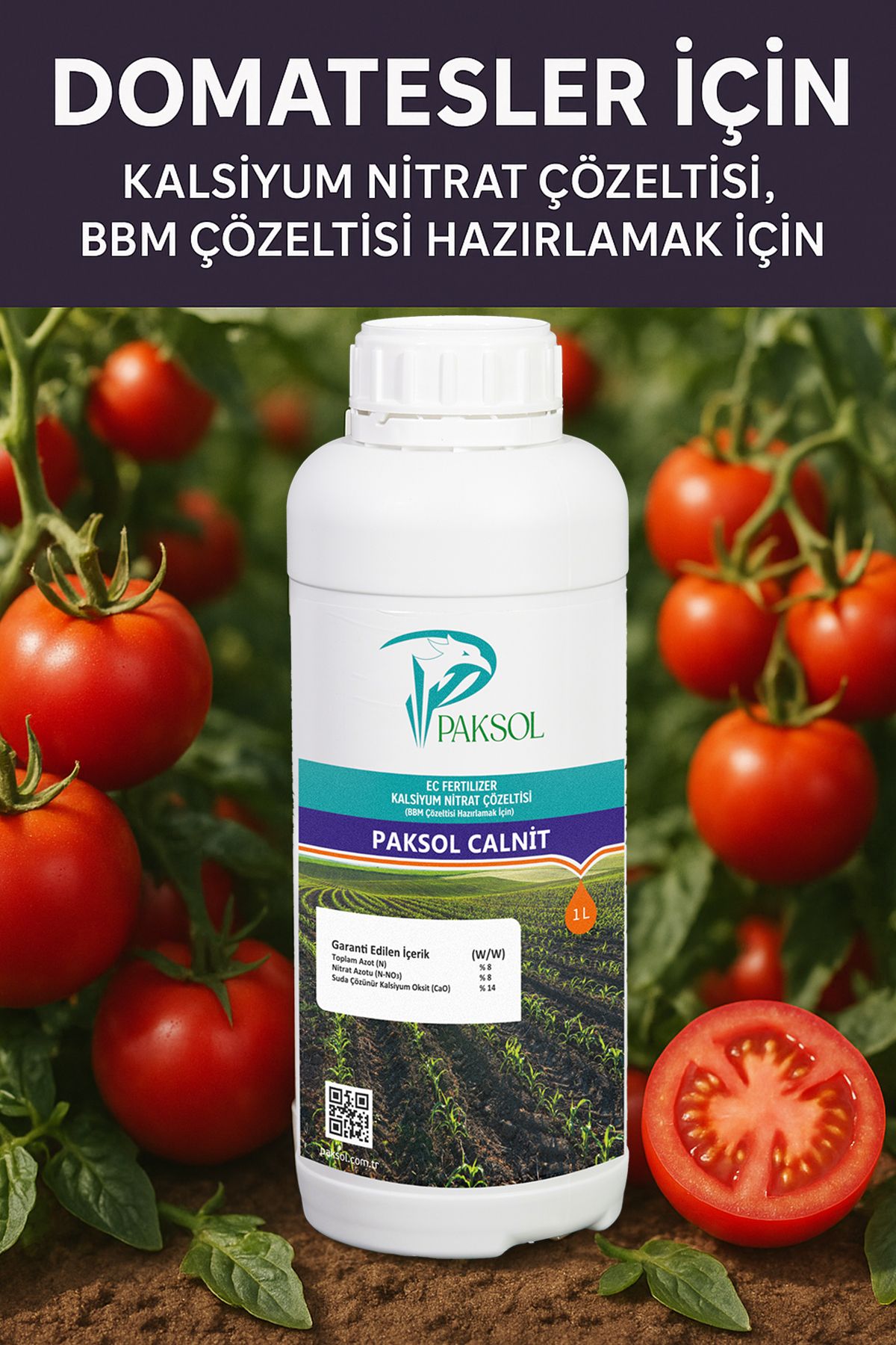 Paksol Calnit Kalsiyumlu Nitrat Domates İçin Organik Sıvı Gübre 1 Litre