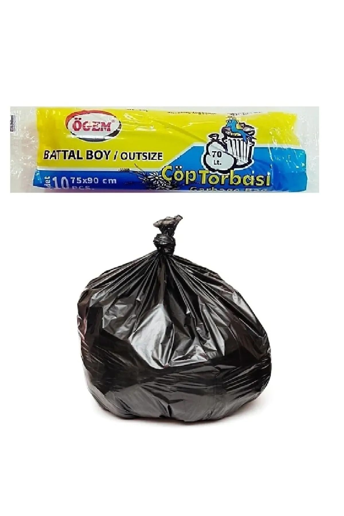 Serero Battal Boy Çöp Torbası 75 x 90 cm 10 Lu Rulo x 1 Paket = 10 Adet (Siyah)