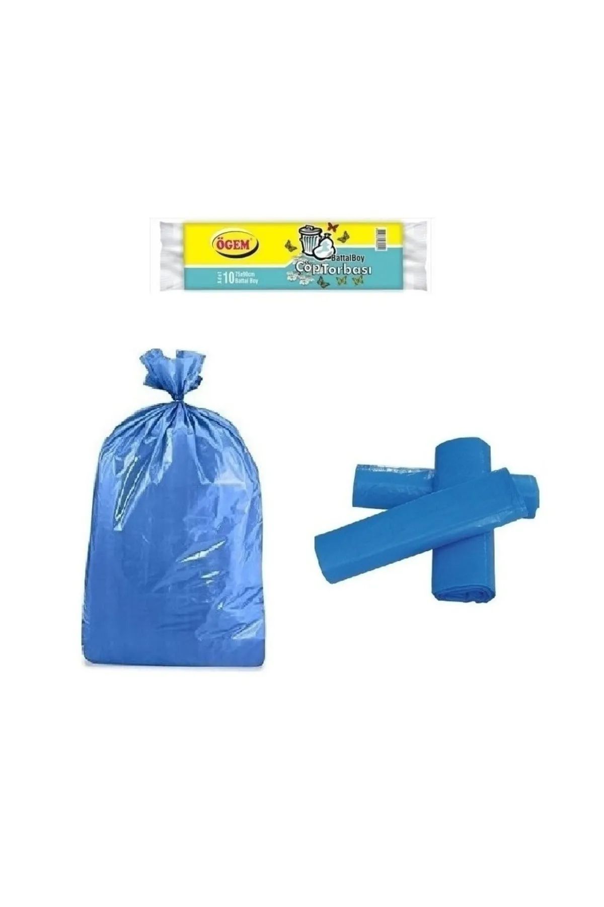Serero Battal Boy Çöp Torbası 75 x 90 cm 10 Lu Rulo x 1 Paket = 10 Adet (Mavi)