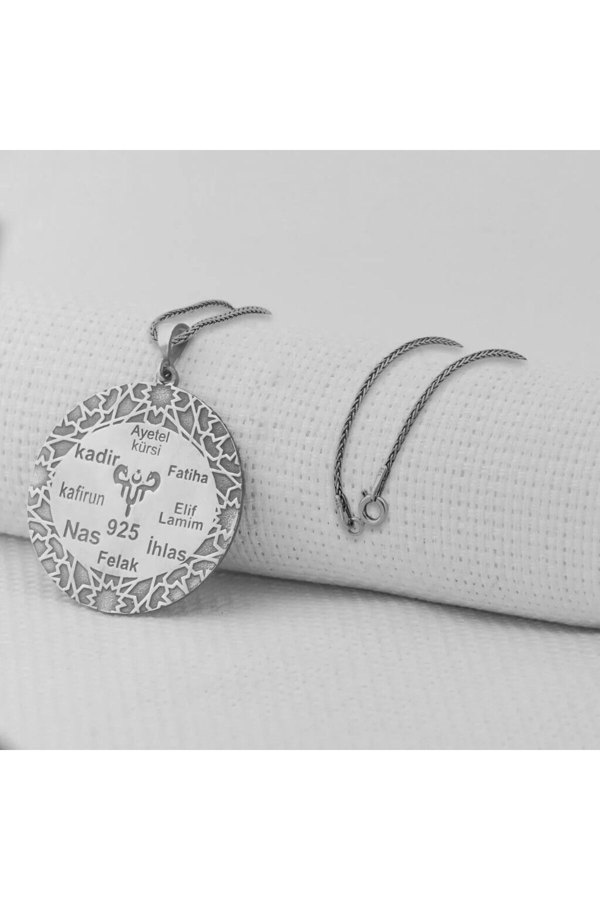 shop Fatiha Felak İhlas Yazılı 8 Dualı 925 Ayar Gümüş Erkek Kolye